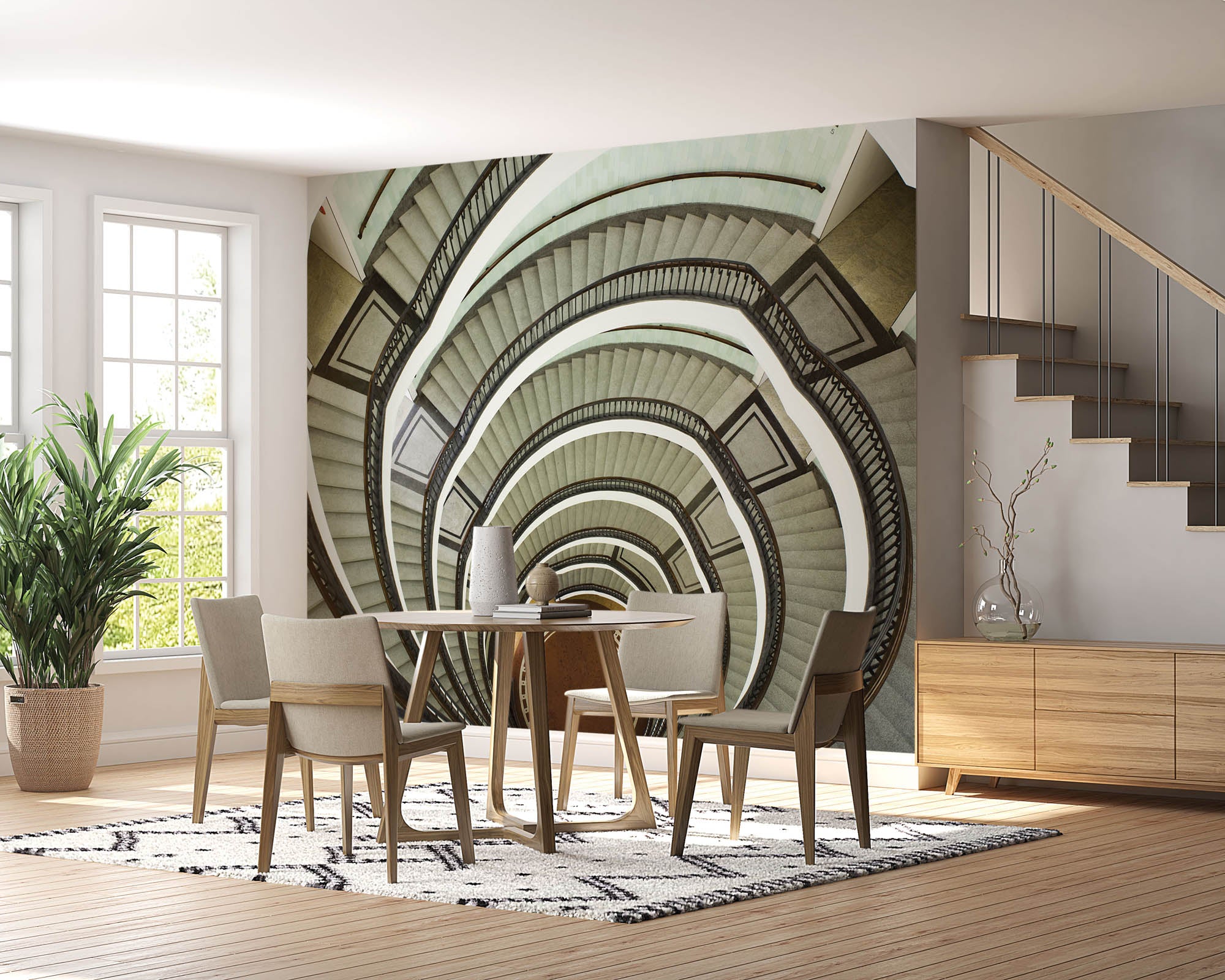 Spiraaltrap in kantoorgebouw - LW00015 Fotobehang