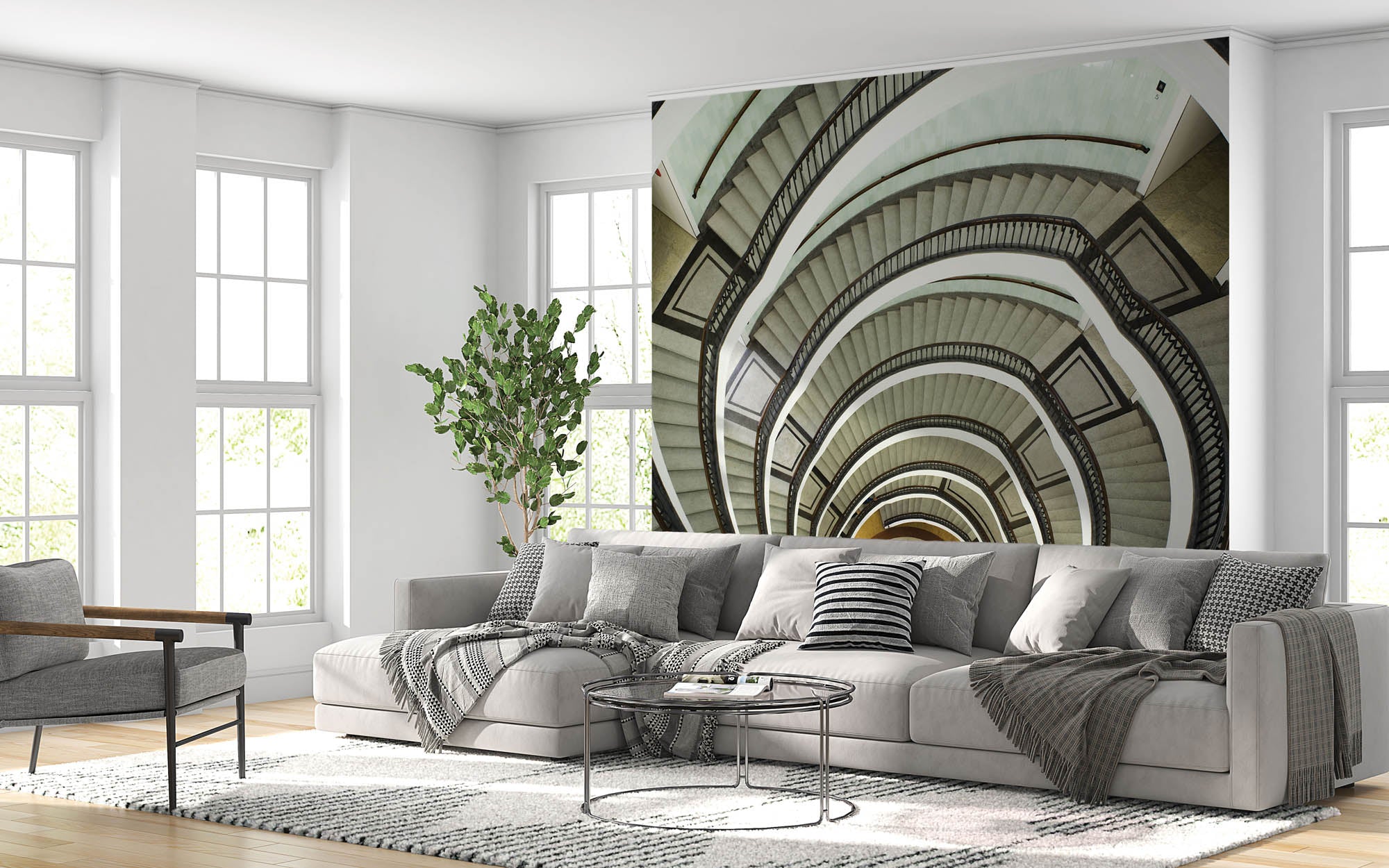 Spiraaltrap in kantoorgebouw - LW00015 Fotobehang