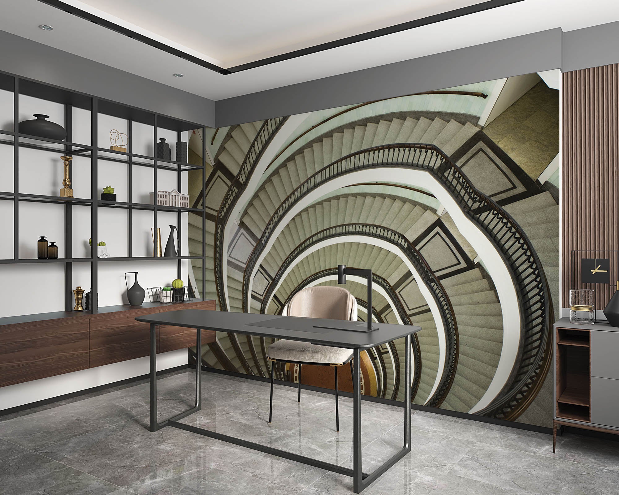 Spiraaltrap in kantoorgebouw - LW00015 Fotobehang