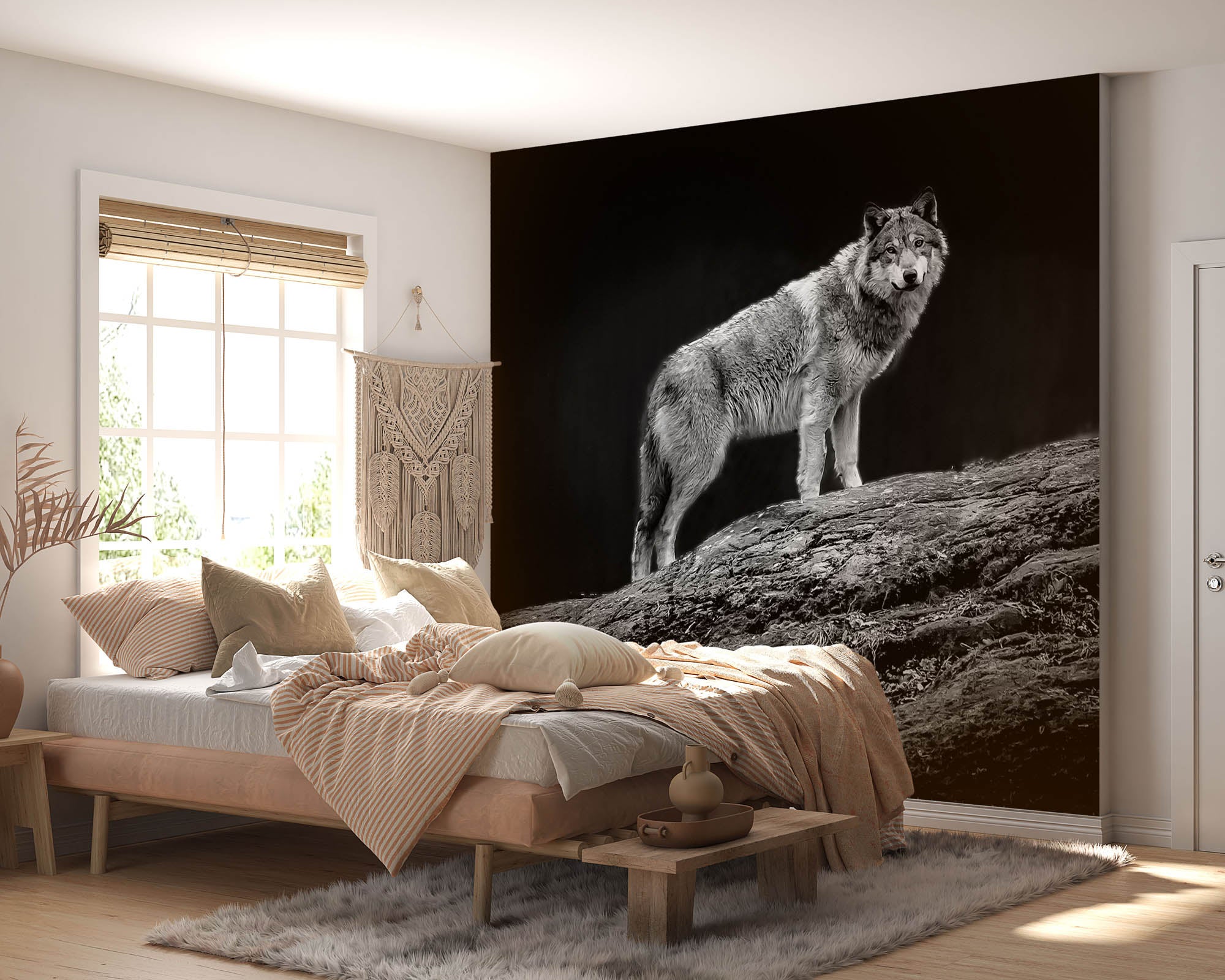 Starende wolf op boom  - LW00239 Fotobehang