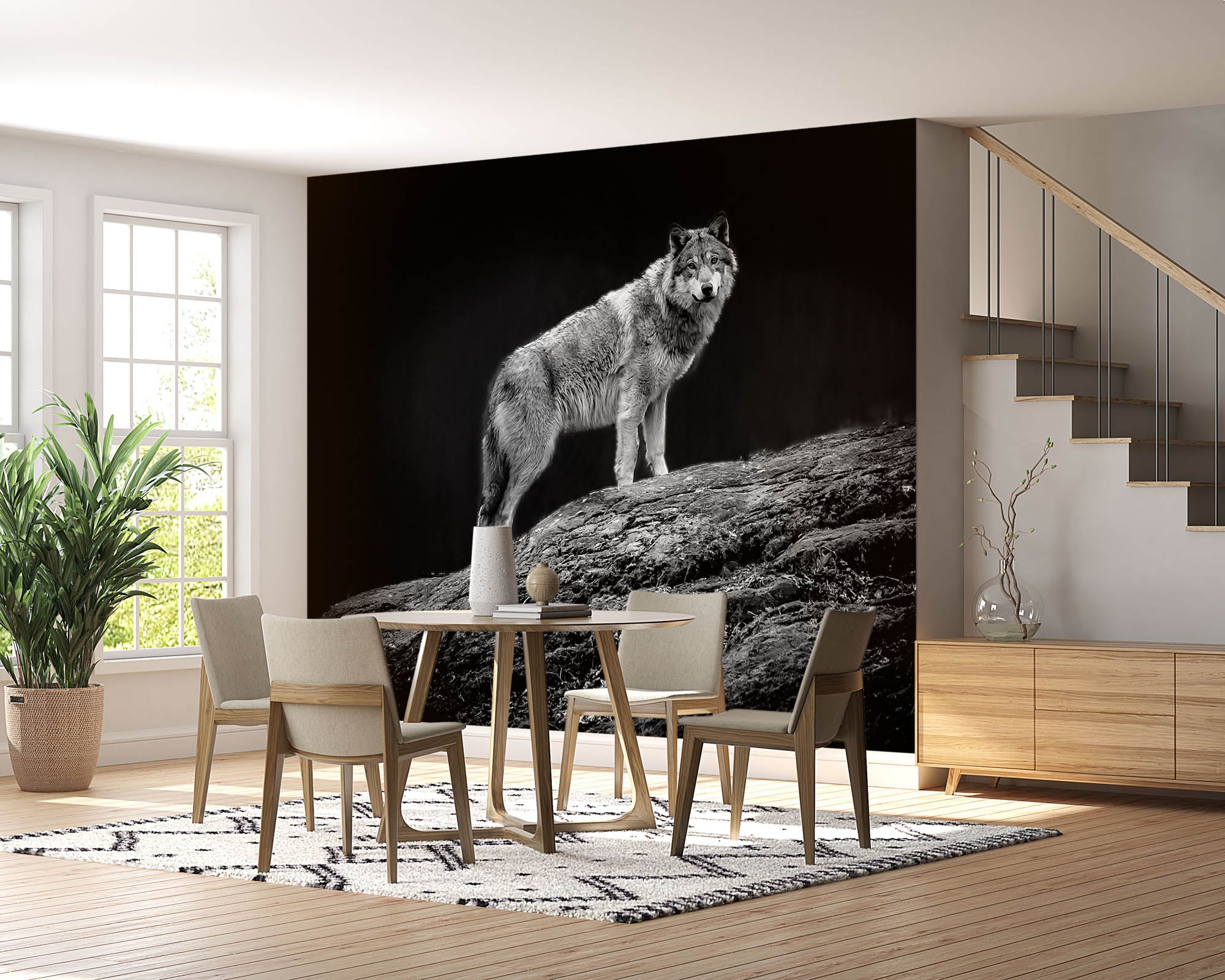 Starende wolf op boom  - LW00239 Fotobehang