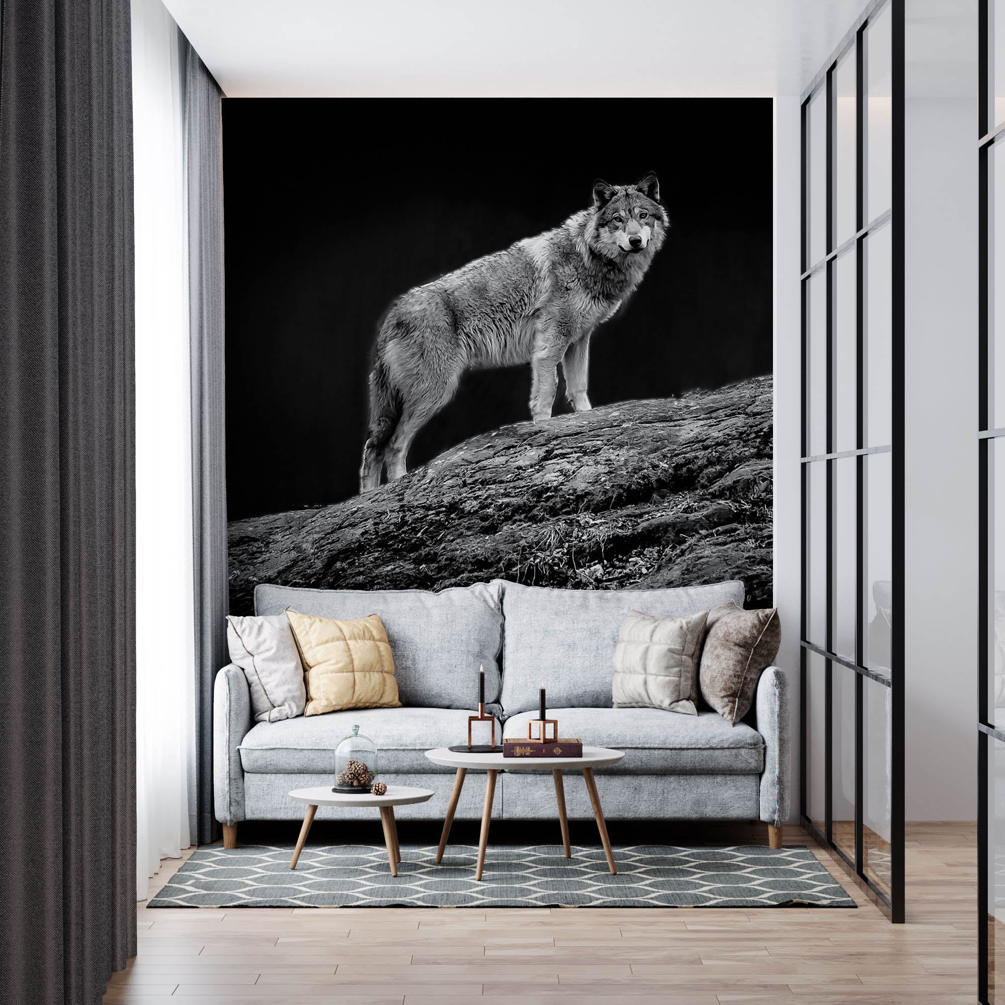 Starende wolf op boom  - LW00239 Fotobehang