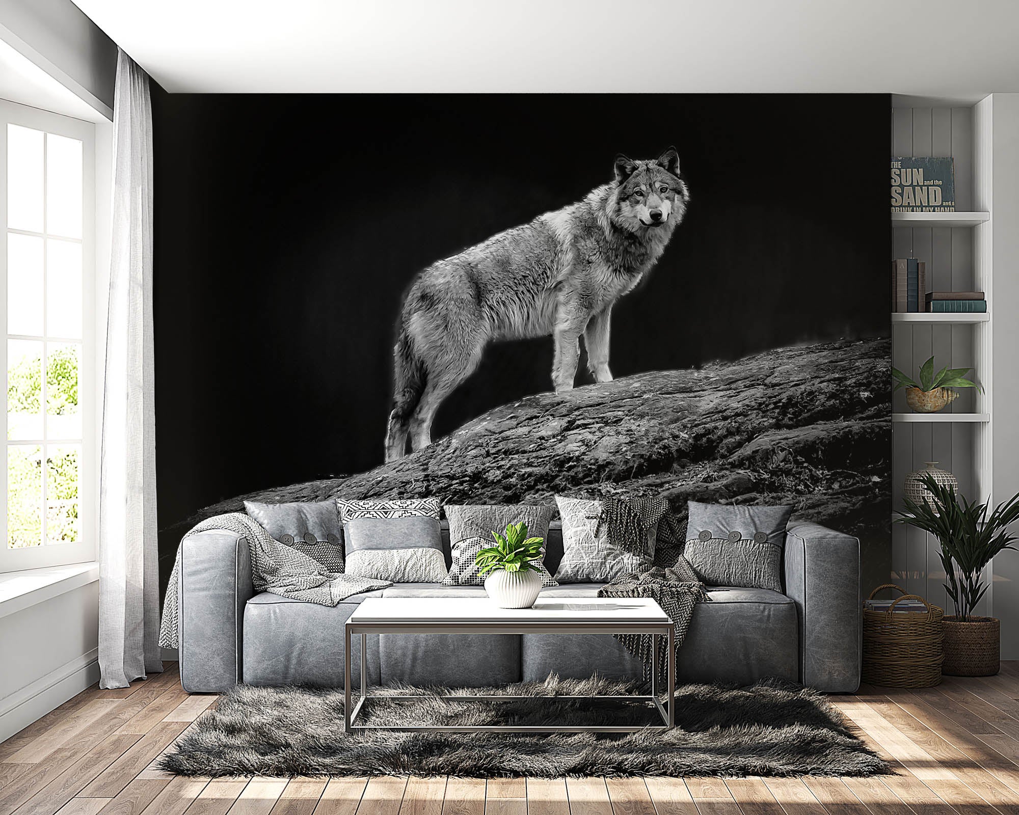 Starende wolf op boom  - LW00239 Fotobehang