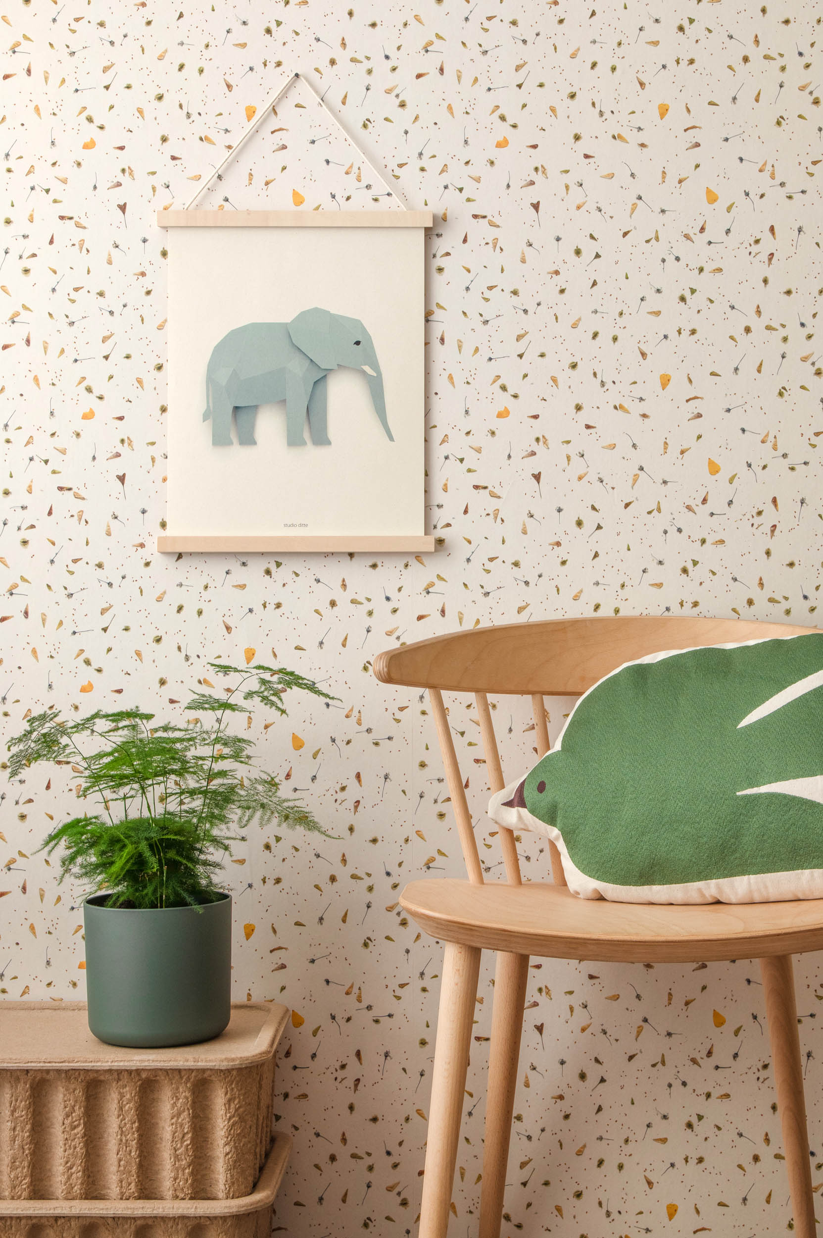 Studio Ditte Bloemen Confetti Geel Behang