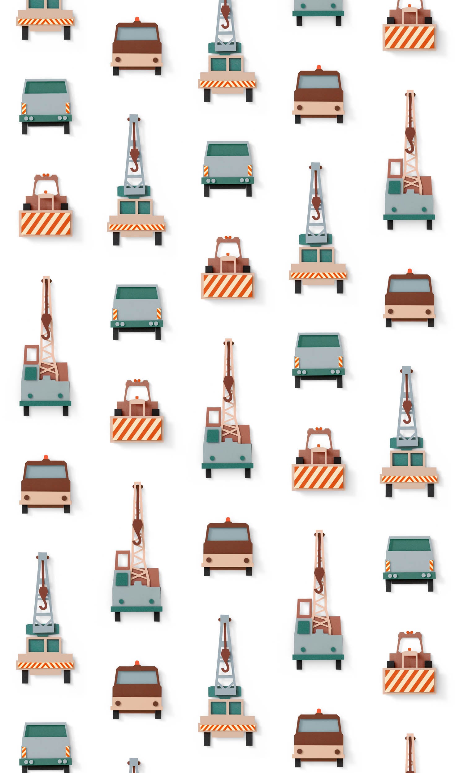 Studio Ditte Kraanwagen Wit Behang