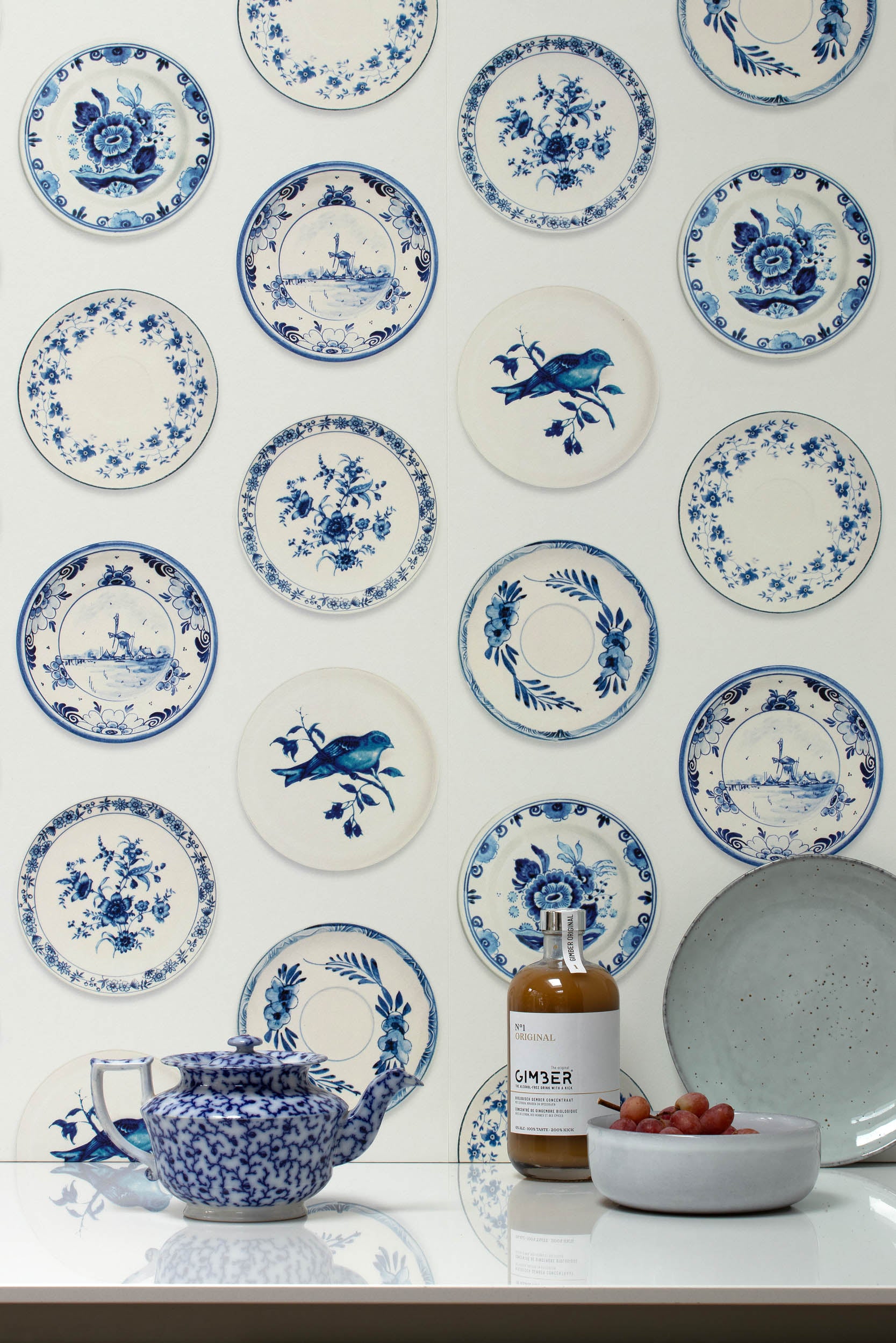 Studio Ditte Porselein Blauwe Borden Behang