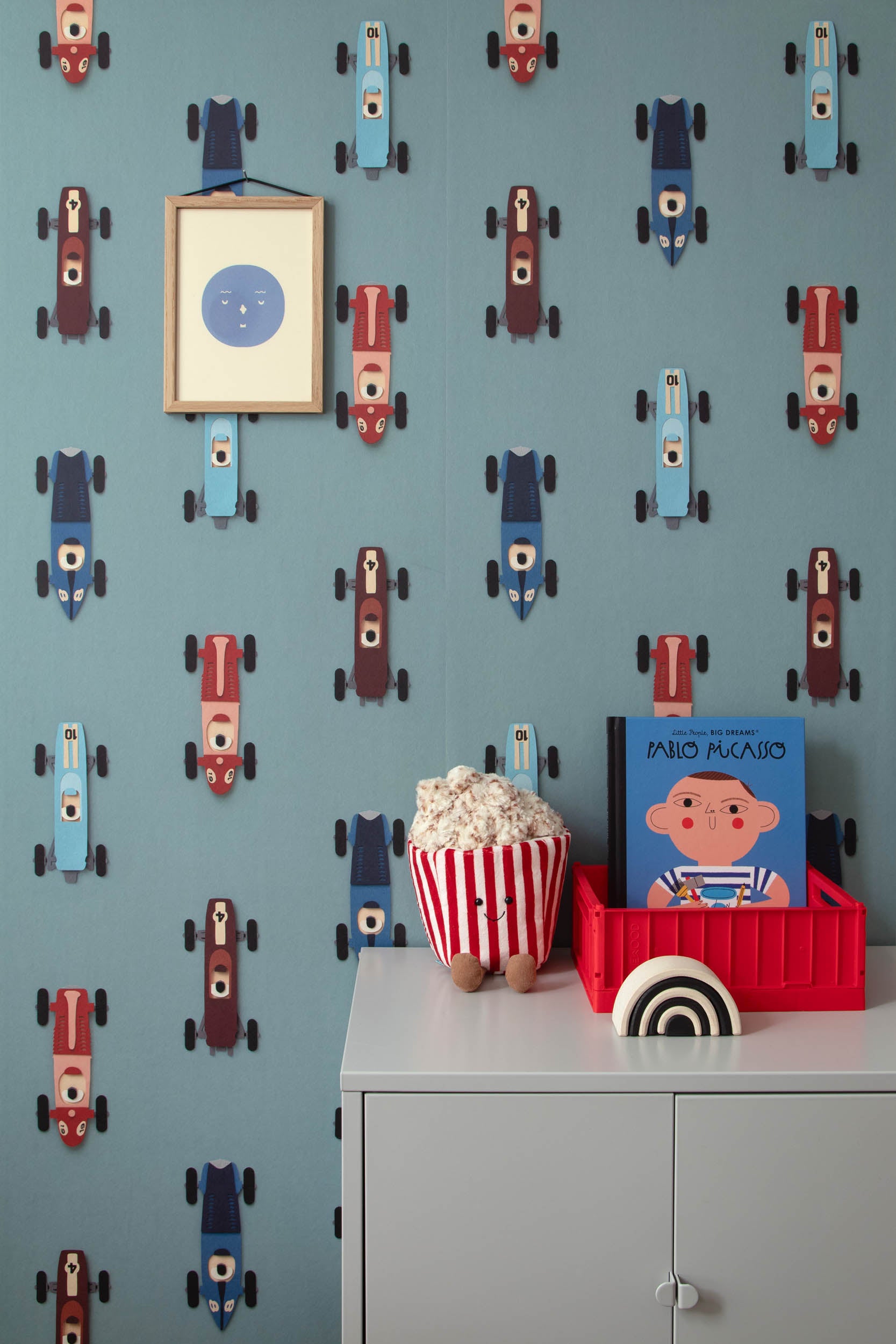 Studio Ditte Raceauto Blauw Behang