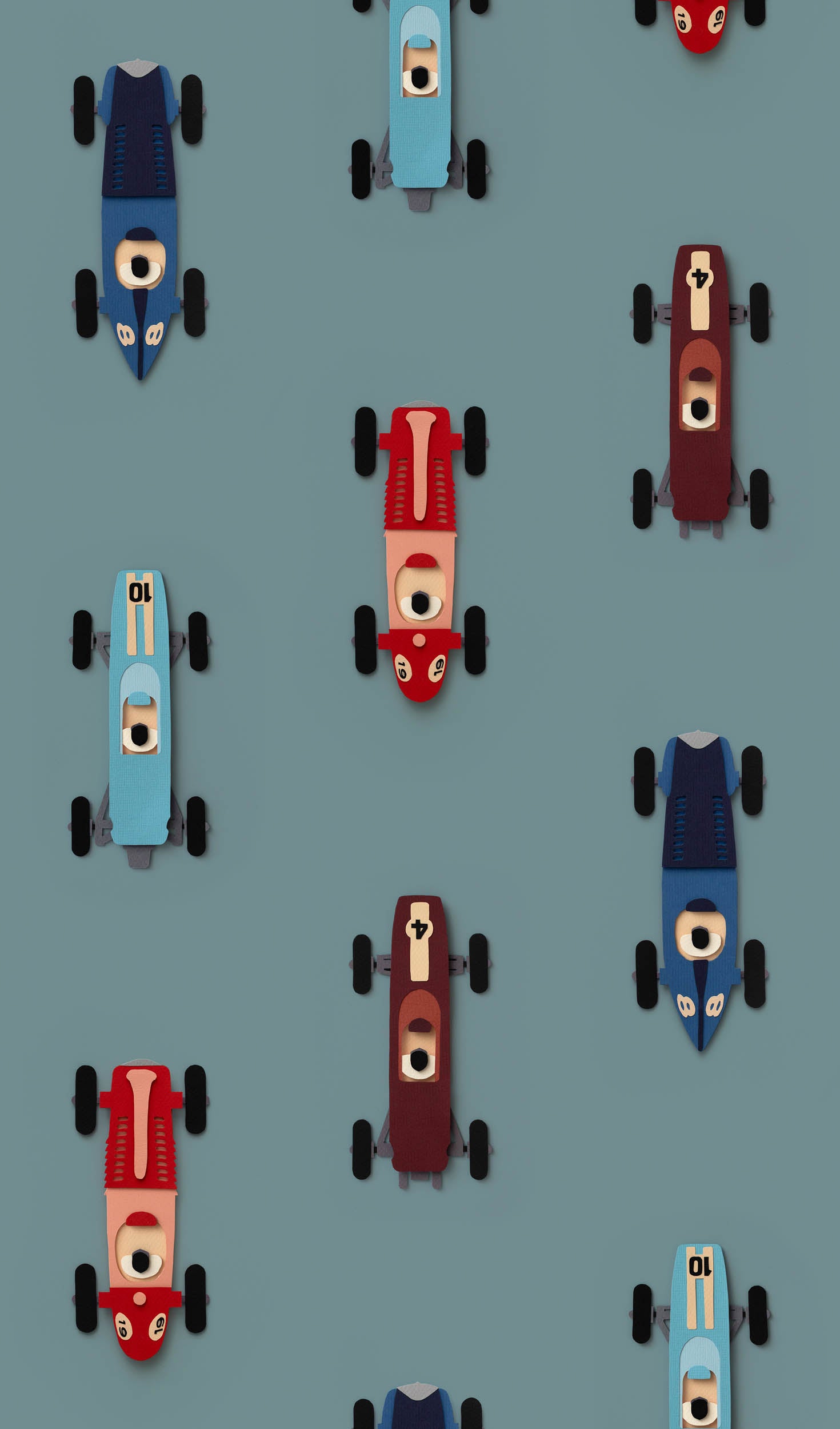 Studio Ditte Raceauto Blauw Behang