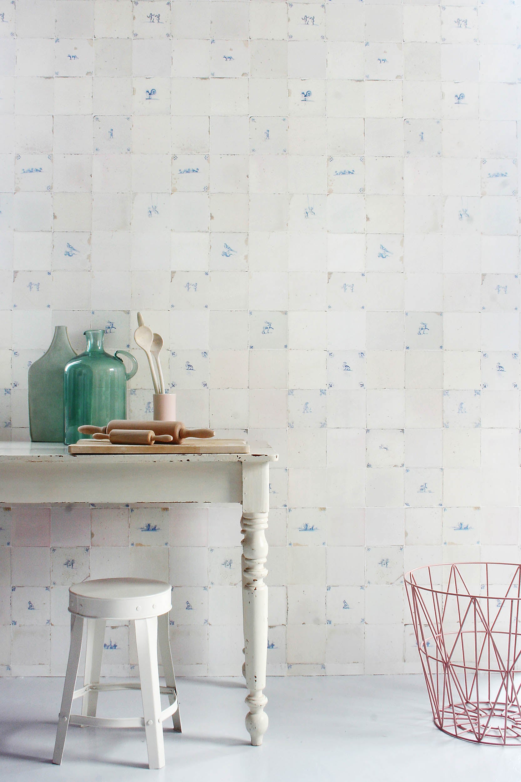 Studio Ditte Tegeltjes Antiek - Blauw Behang