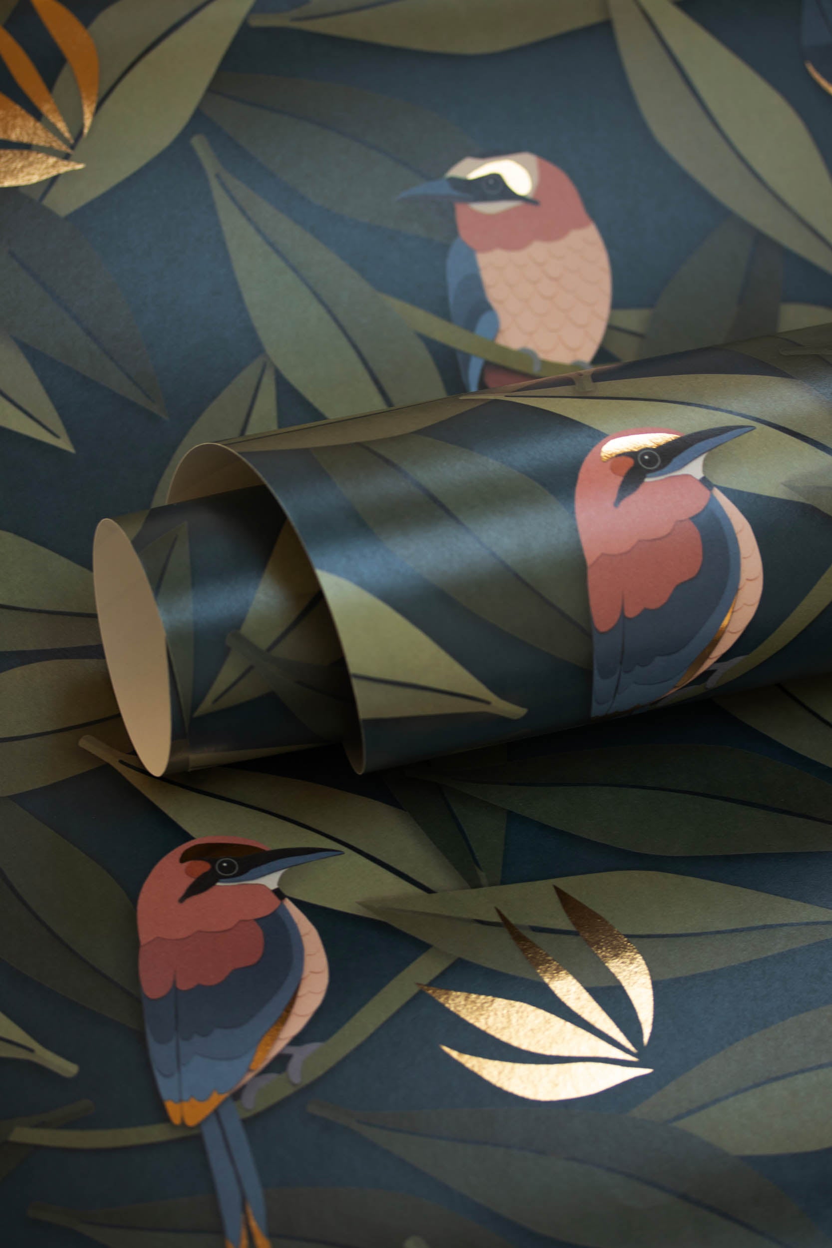 Studio Ditte Vogel Blauw & Goud Behang