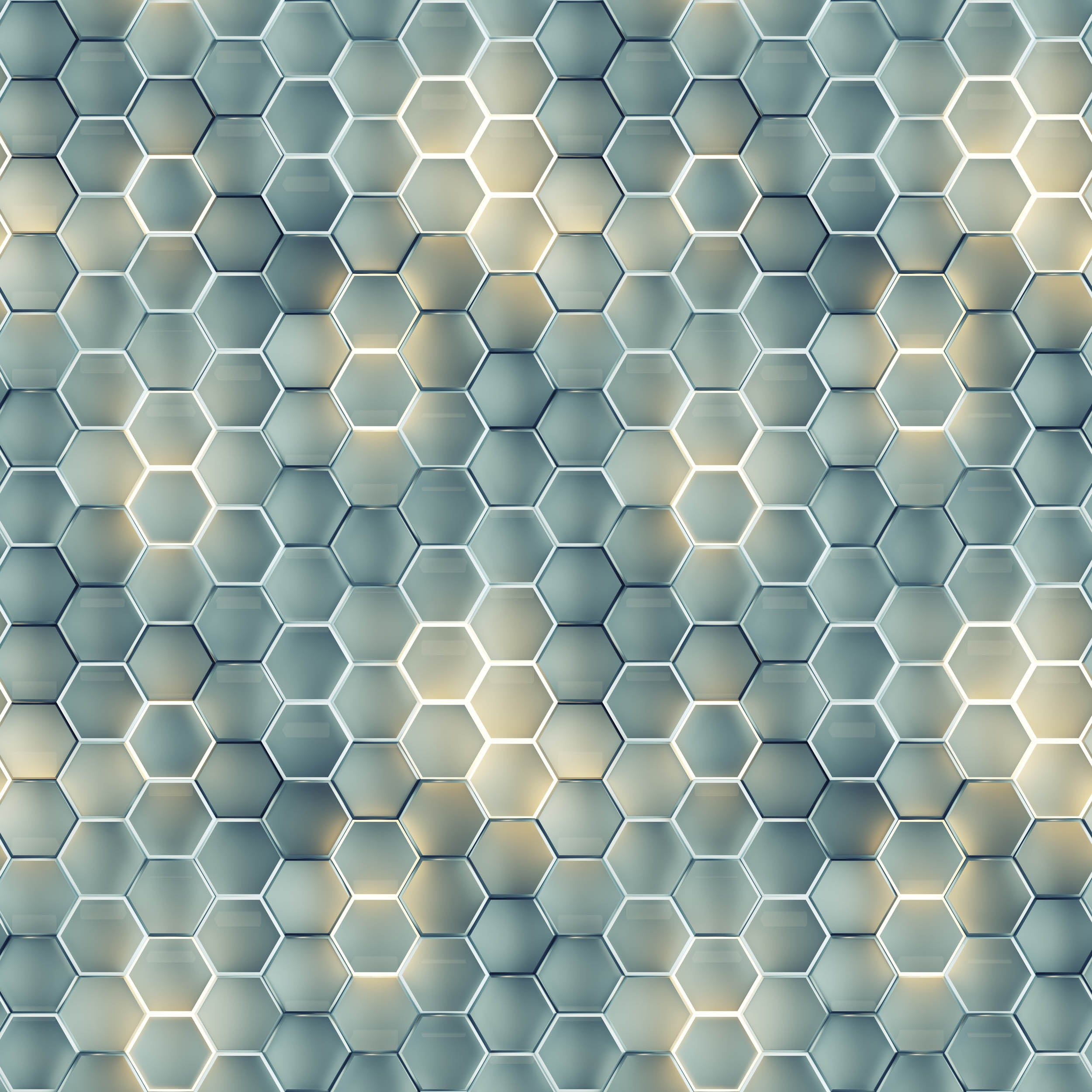Teal Geometrische Zeshoeken - LW00663