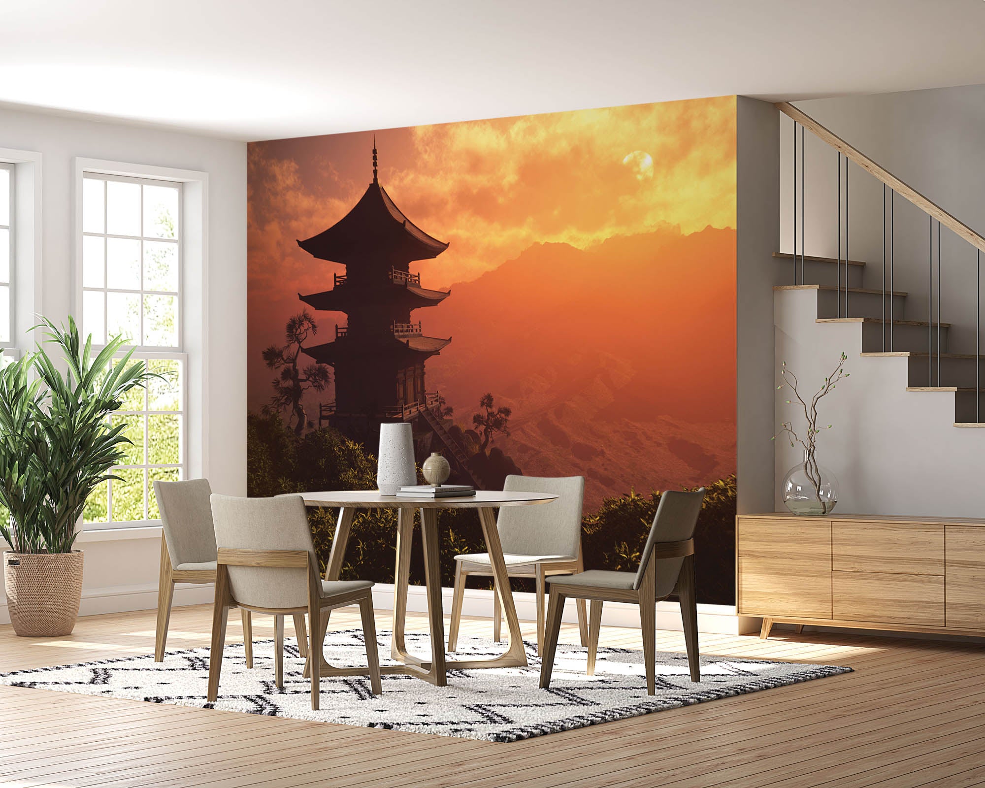 Tempel bij zonsondergang - LW00082 Fotobehang