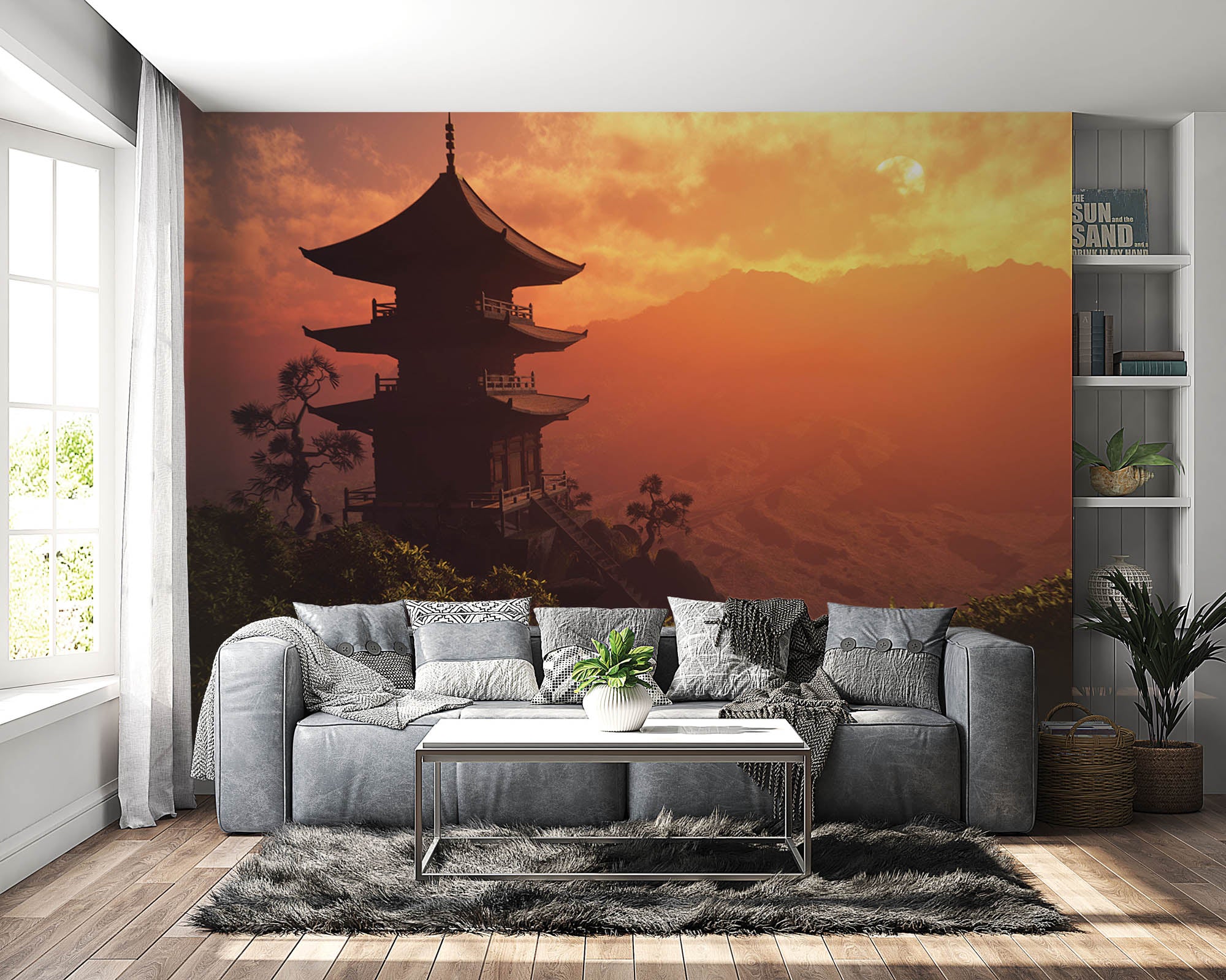 Tempel bij zonsondergang - LW00082 Fotobehang