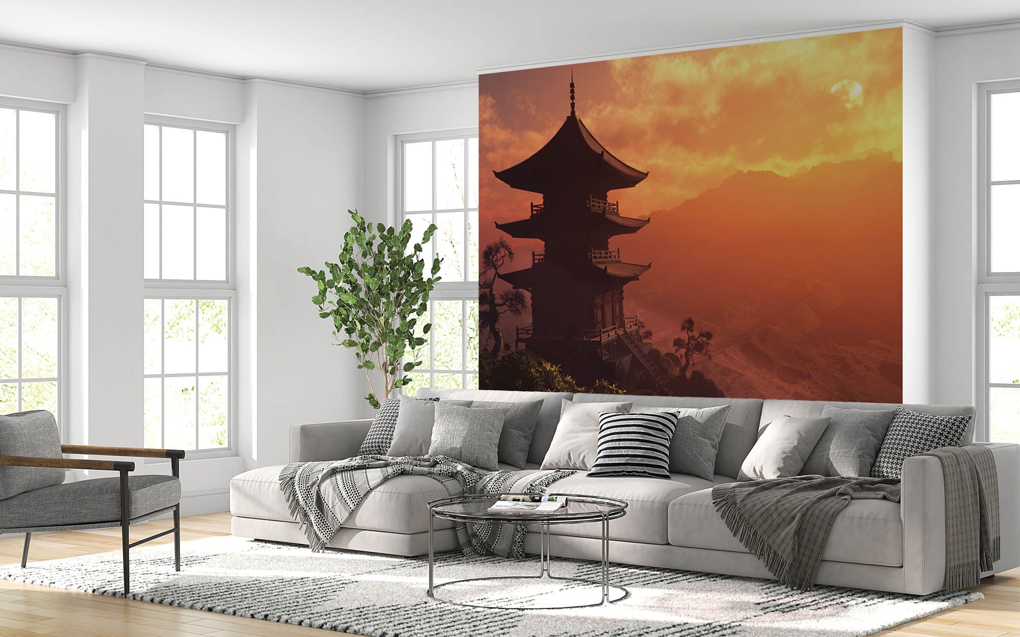 Tempel bij zonsondergang - LW00082 Fotobehang