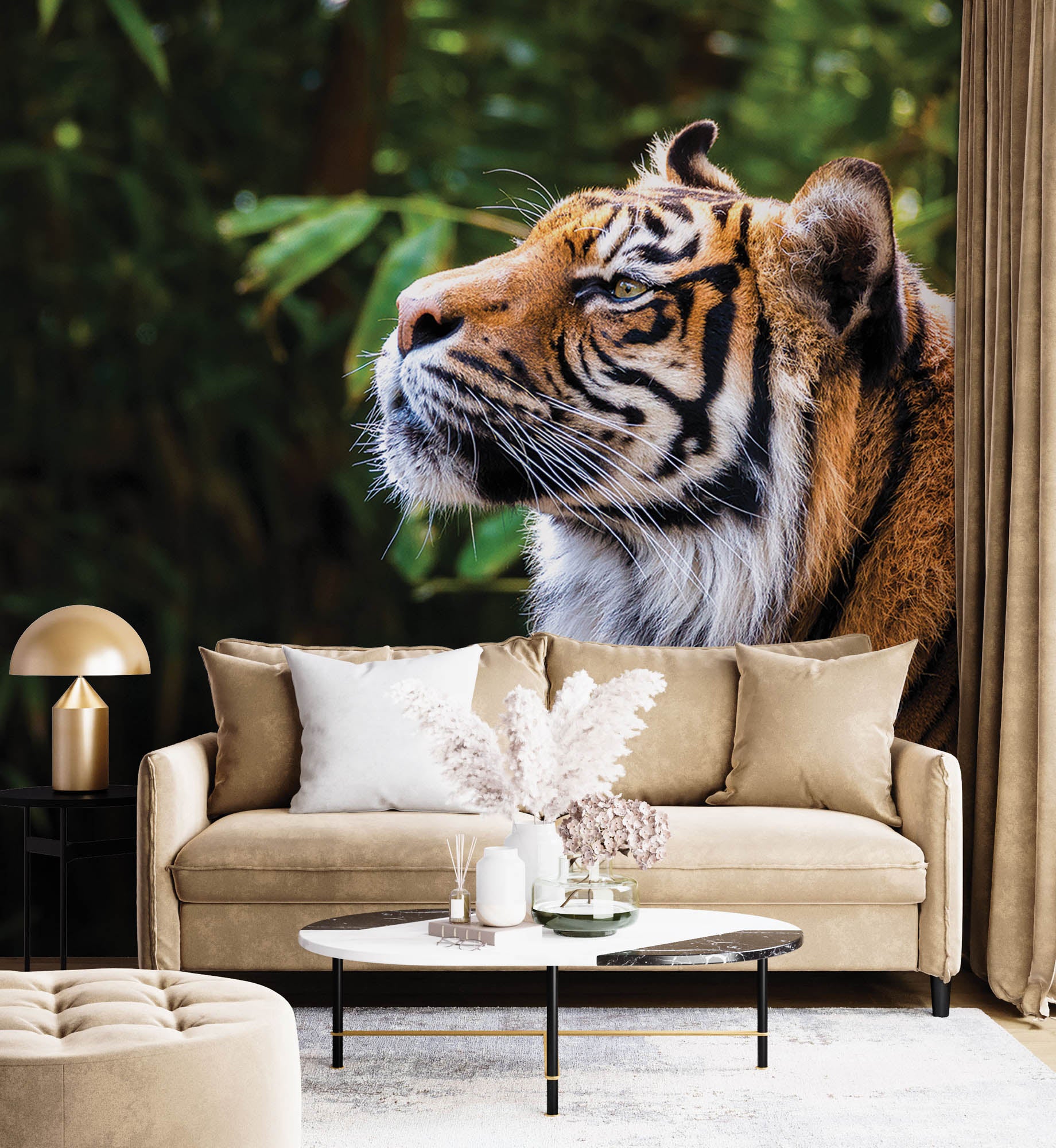 Tijger zijaanzicht kop  - LW00177 Fotobehang