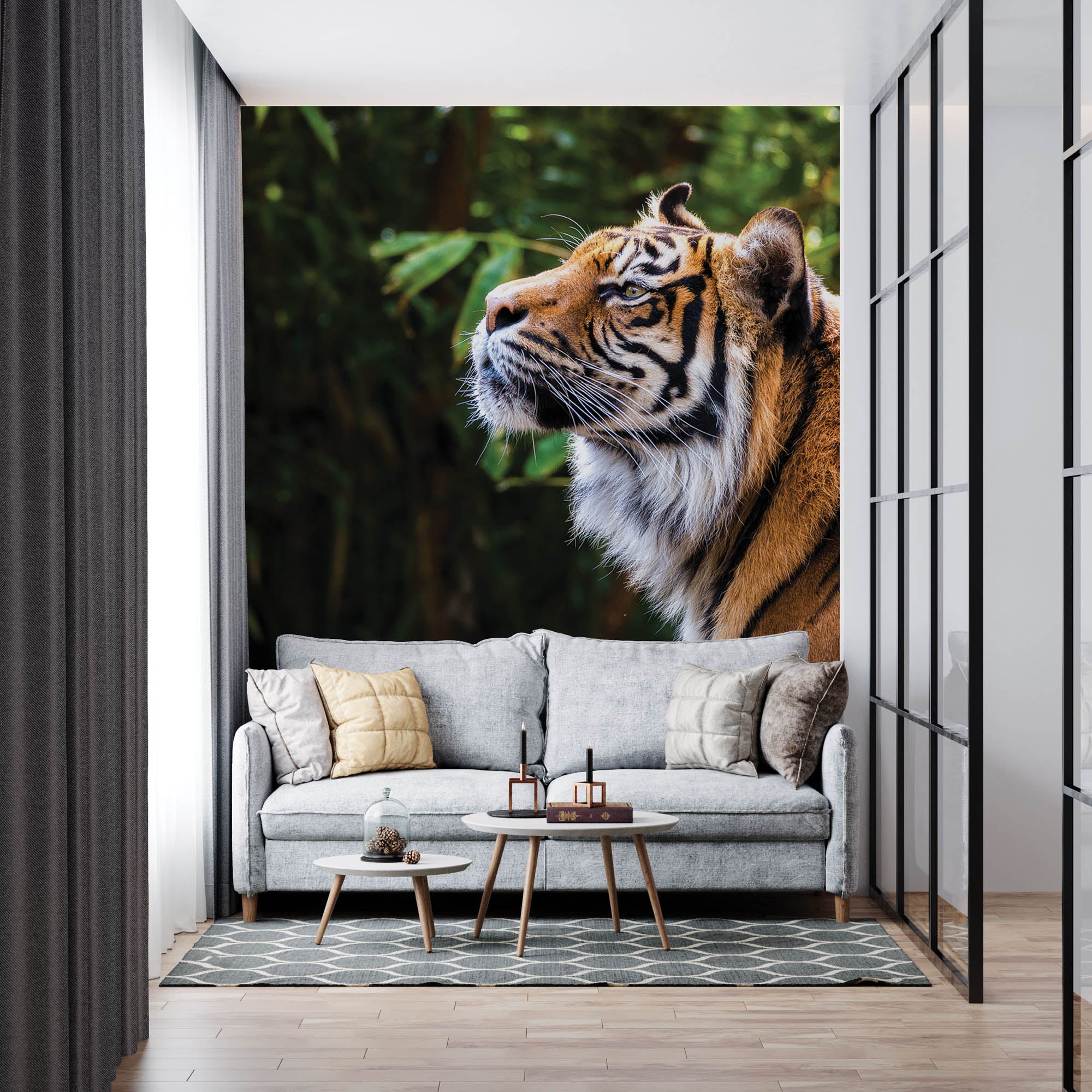 Tijger zijaanzicht kop  - LW00177 Fotobehang