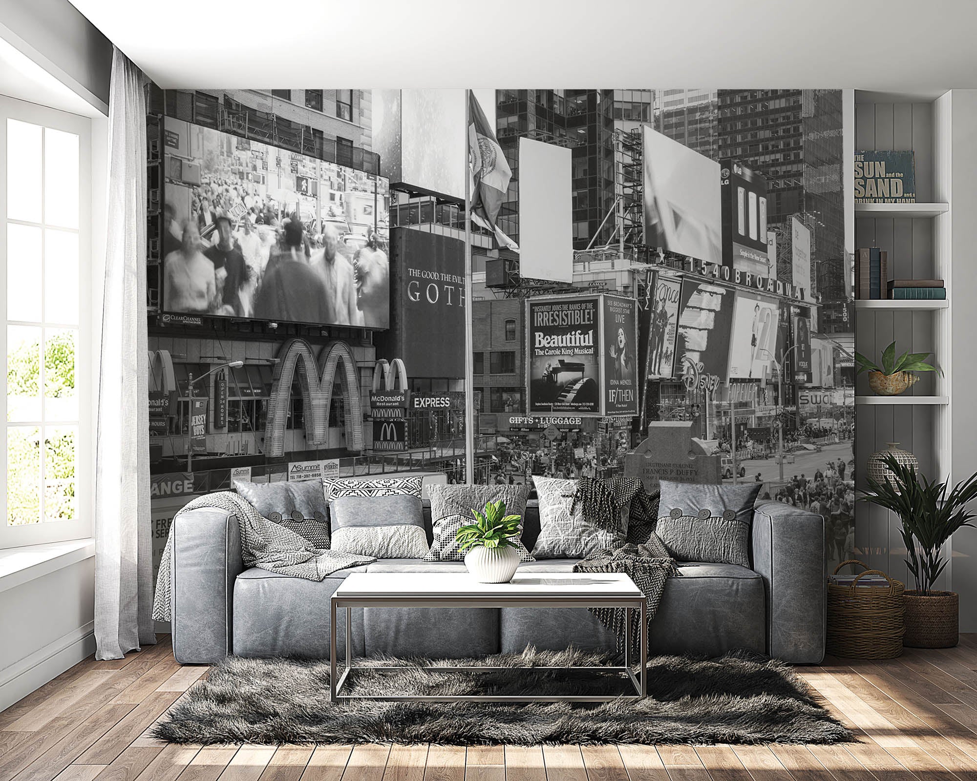 Time Square in zwart-wit - LW00318 Fotobehang