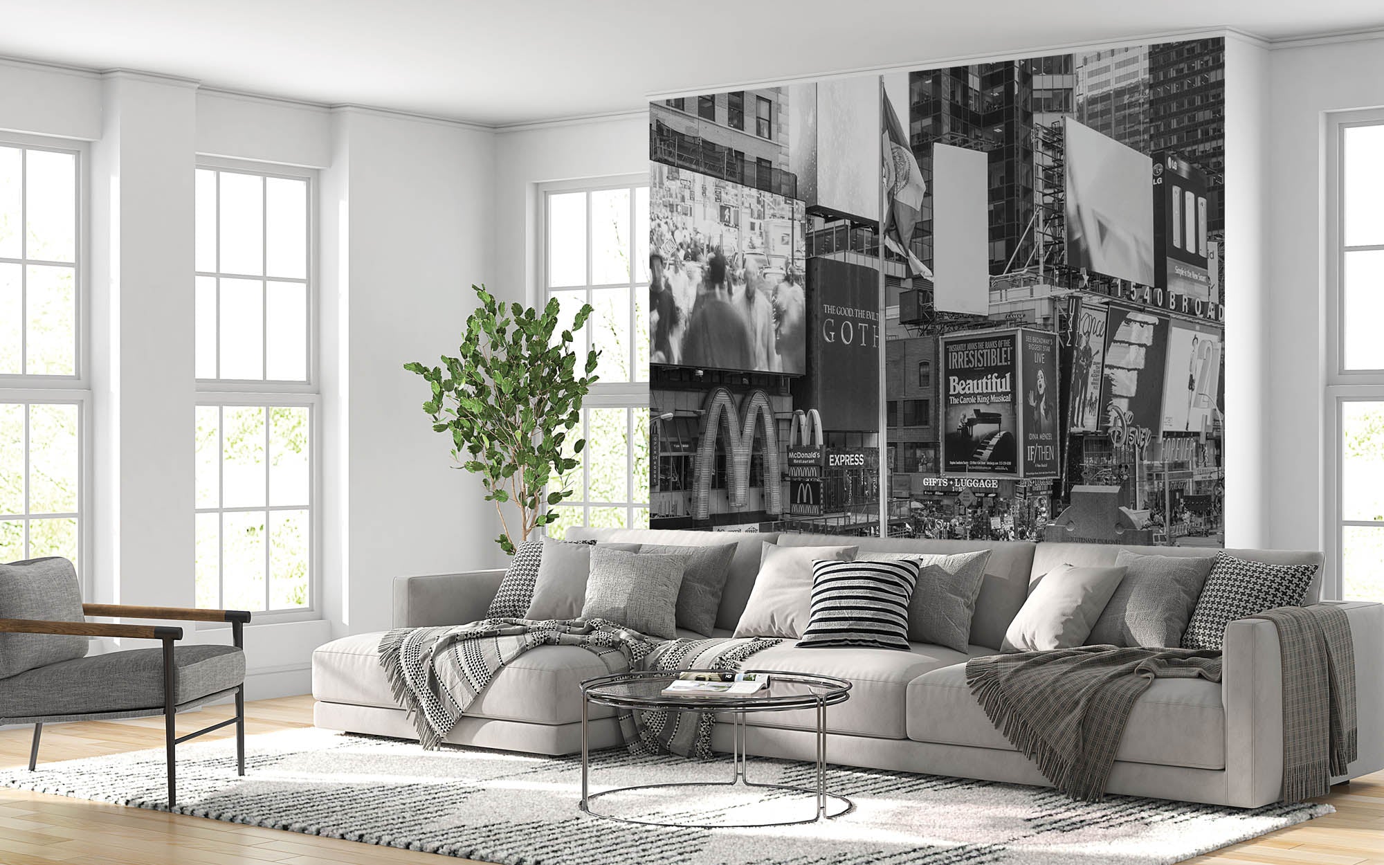 Time Square in zwart-wit - LW00318 Fotobehang