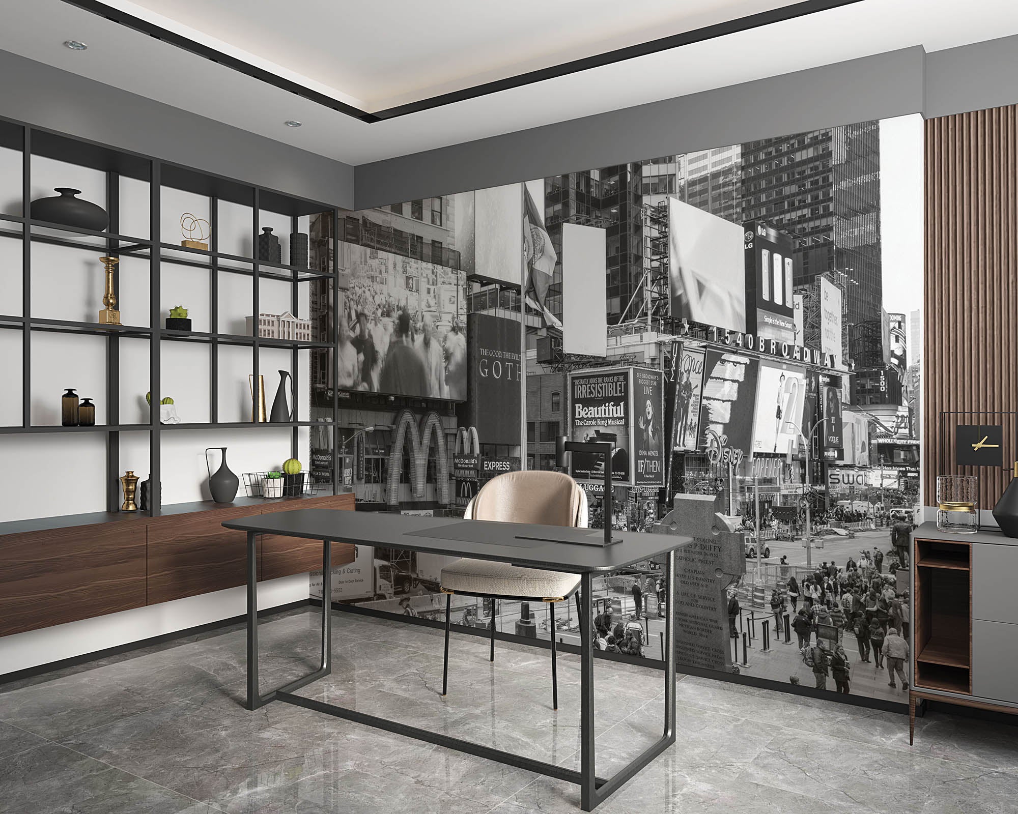 Time Square in zwart-wit - LW00318 Fotobehang