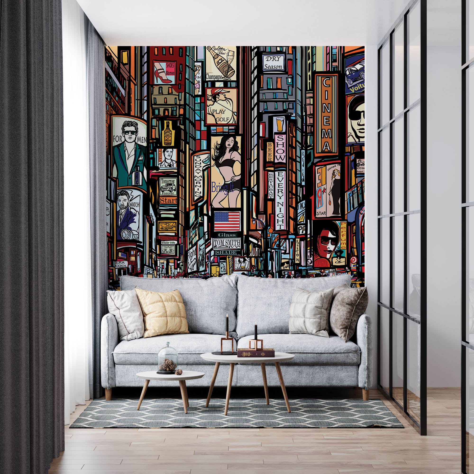 Times Square getekend - LW00301 Fotobehang