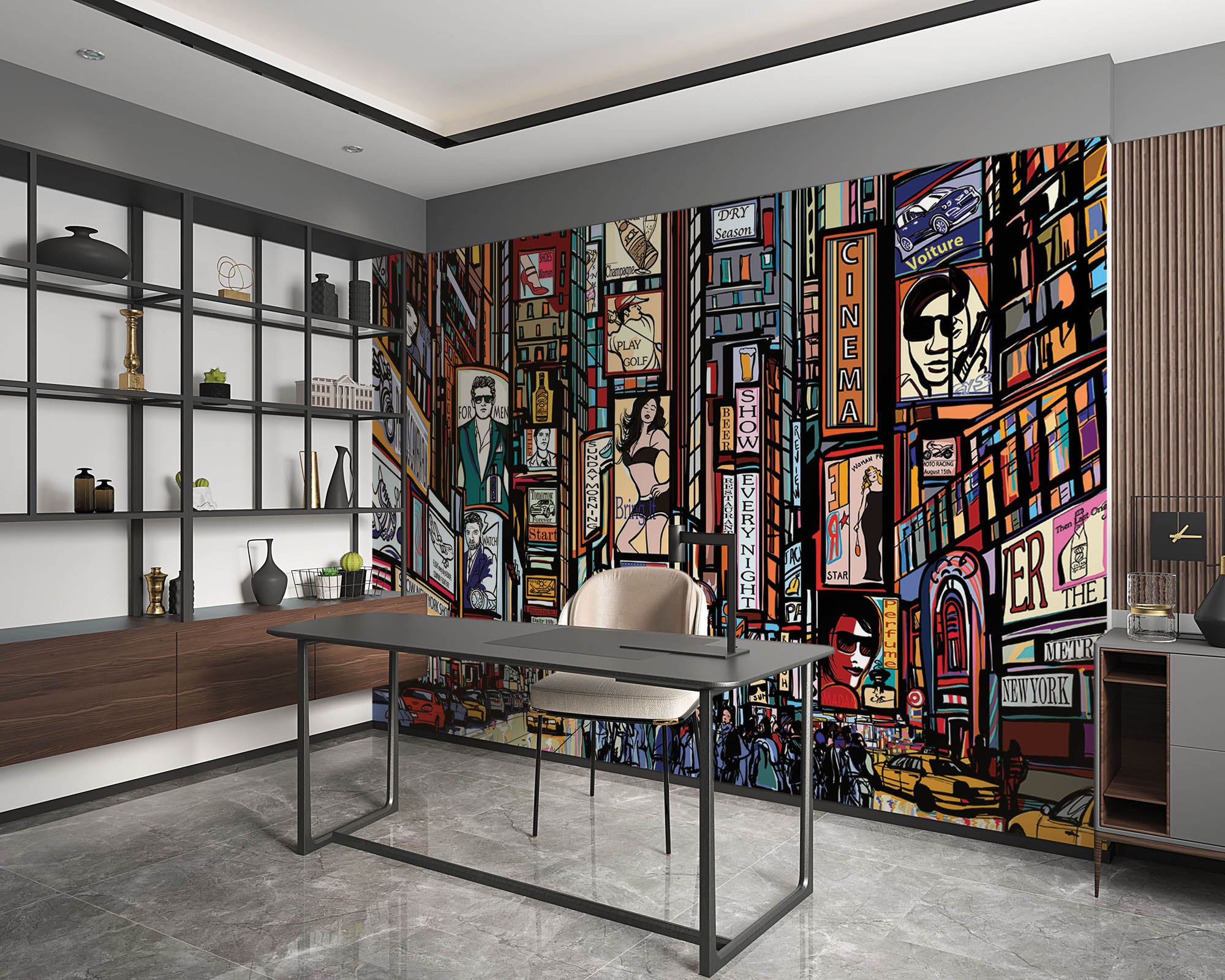 Times Square getekend - LW00301 Fotobehang