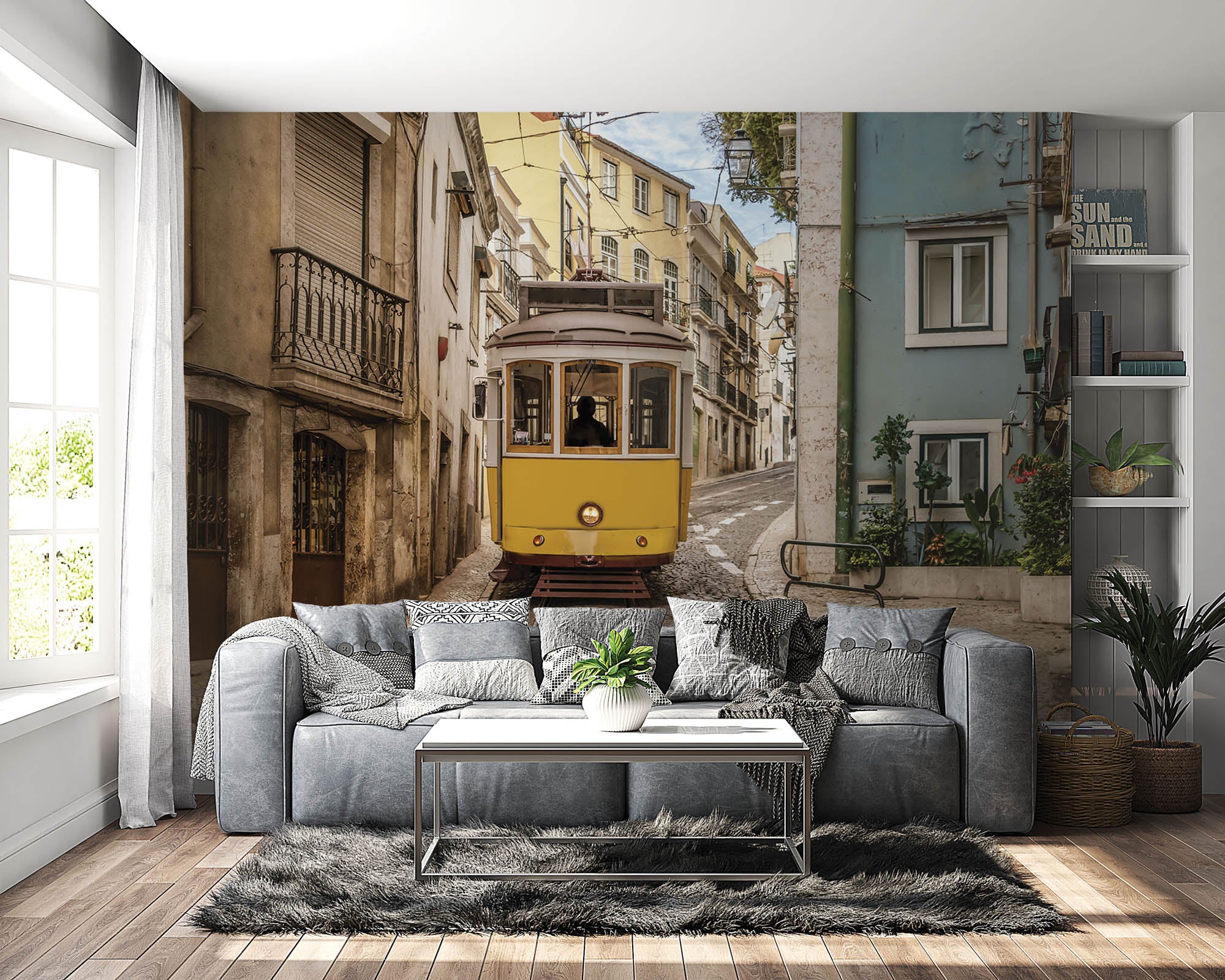 Tram door Lissabon - LW00383 Fotobehang