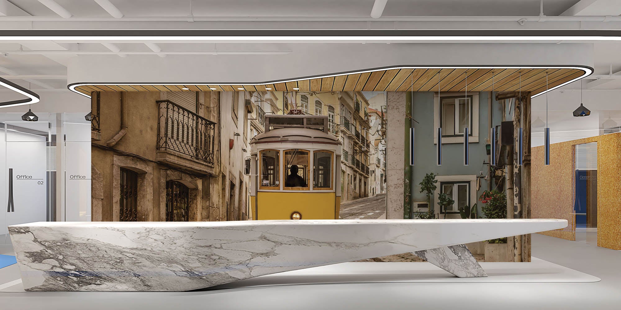 Tram door Lissabon - LW00383 Fotobehang