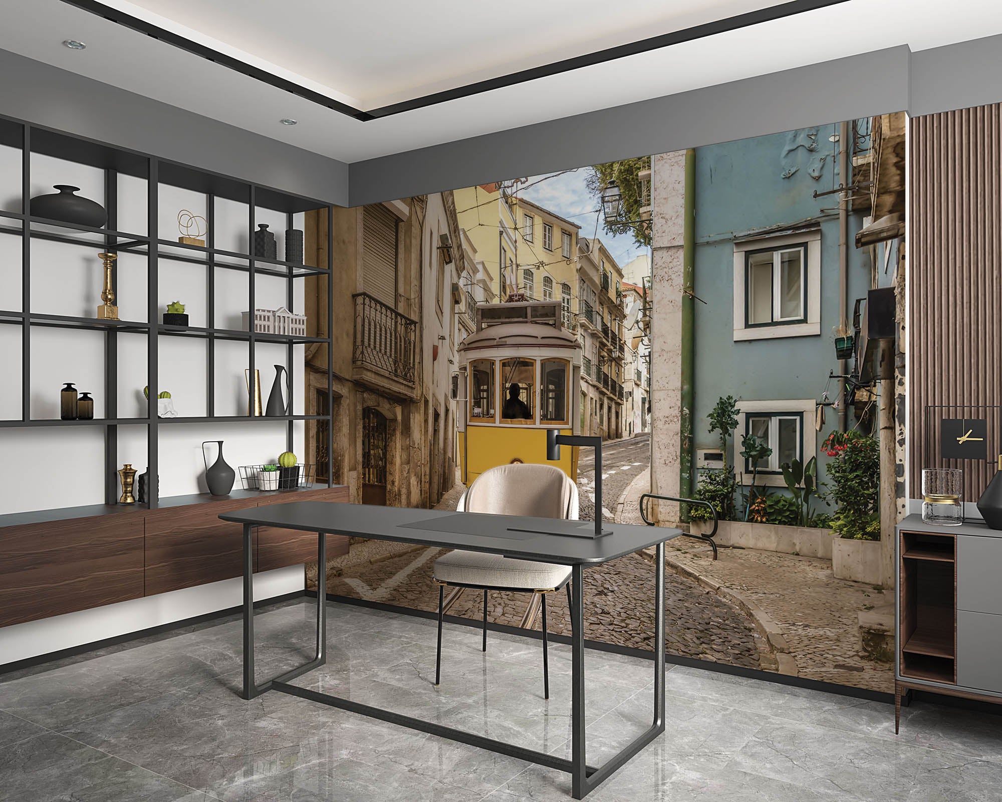 Tram door Lissabon - LW00383 Fotobehang