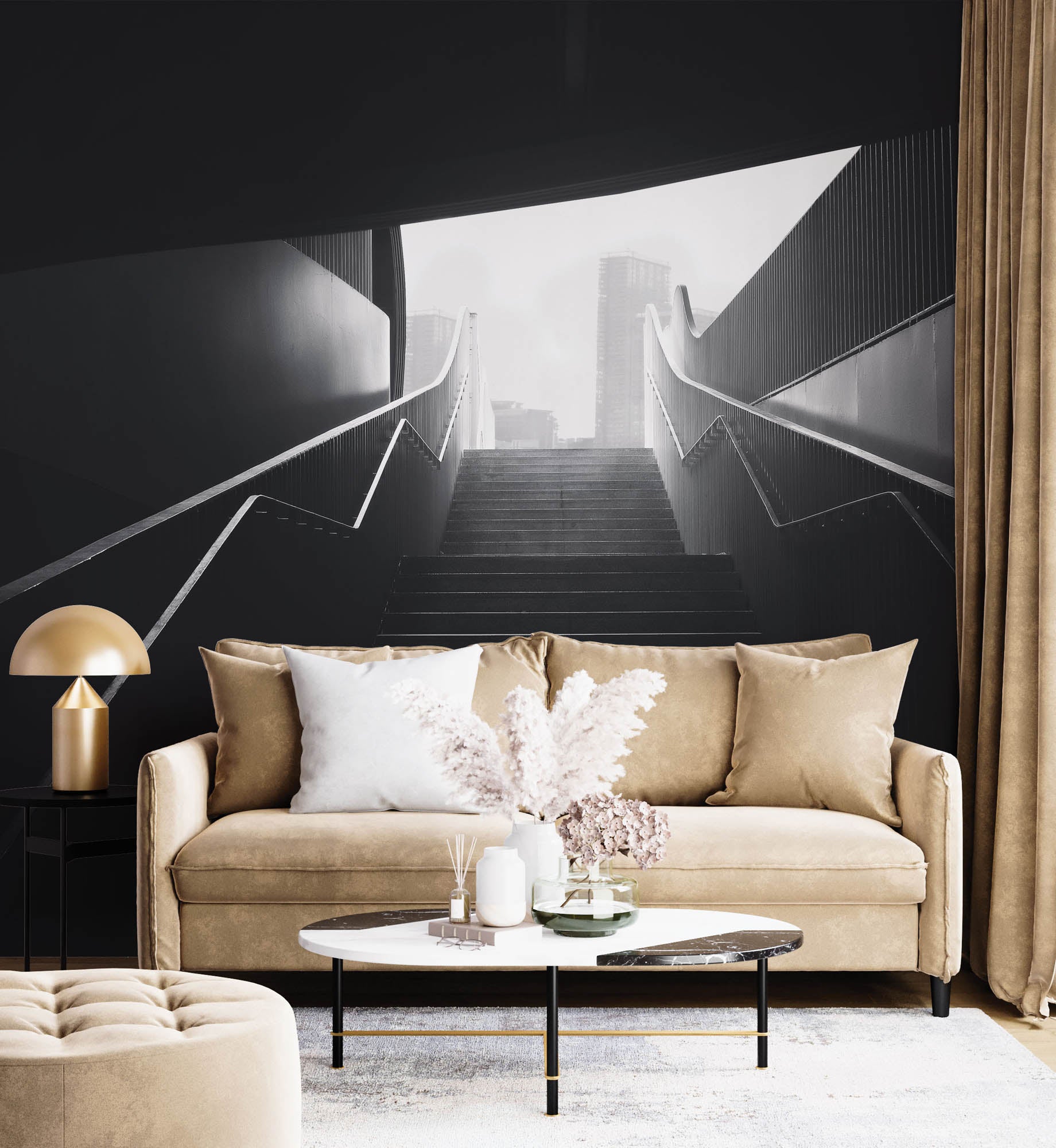 Trap in stad - LW00029 Fotobehang