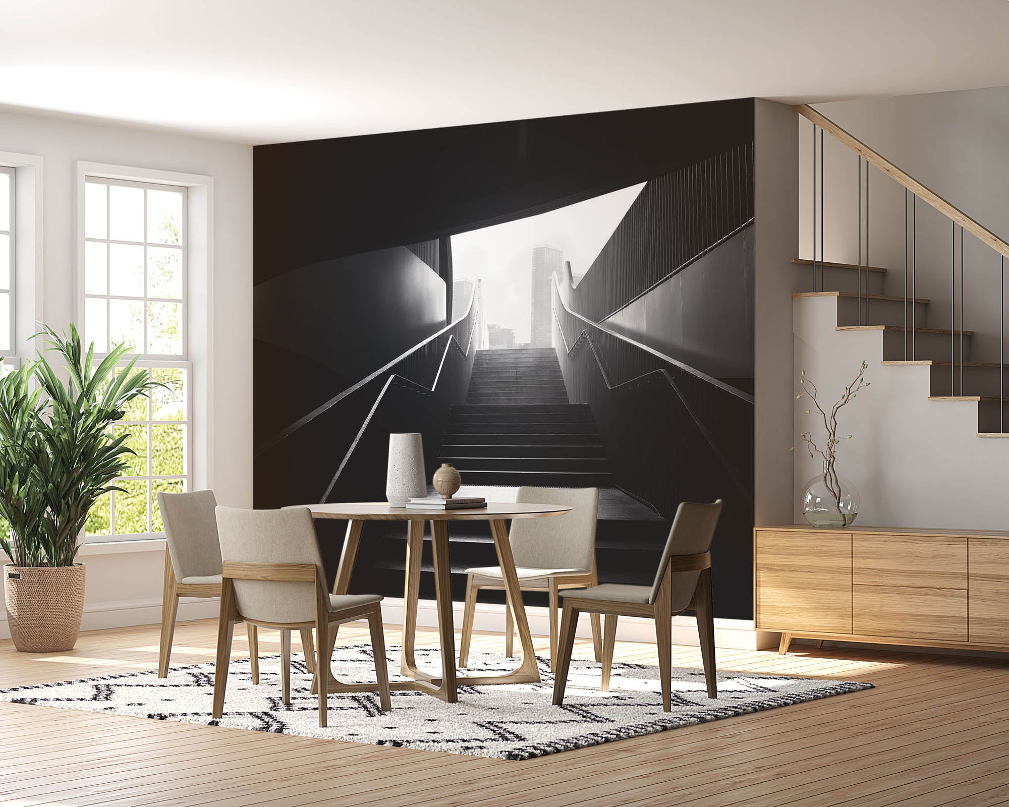 Trap in stad - LW00029 Fotobehang