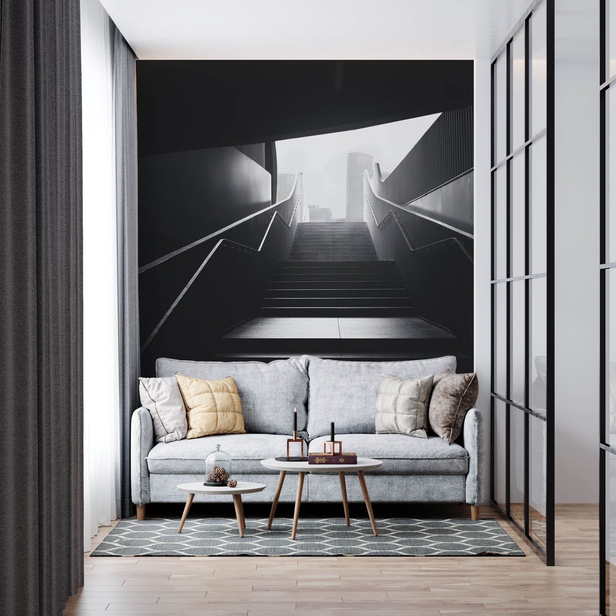 Trap in stad - LW00029 Fotobehang