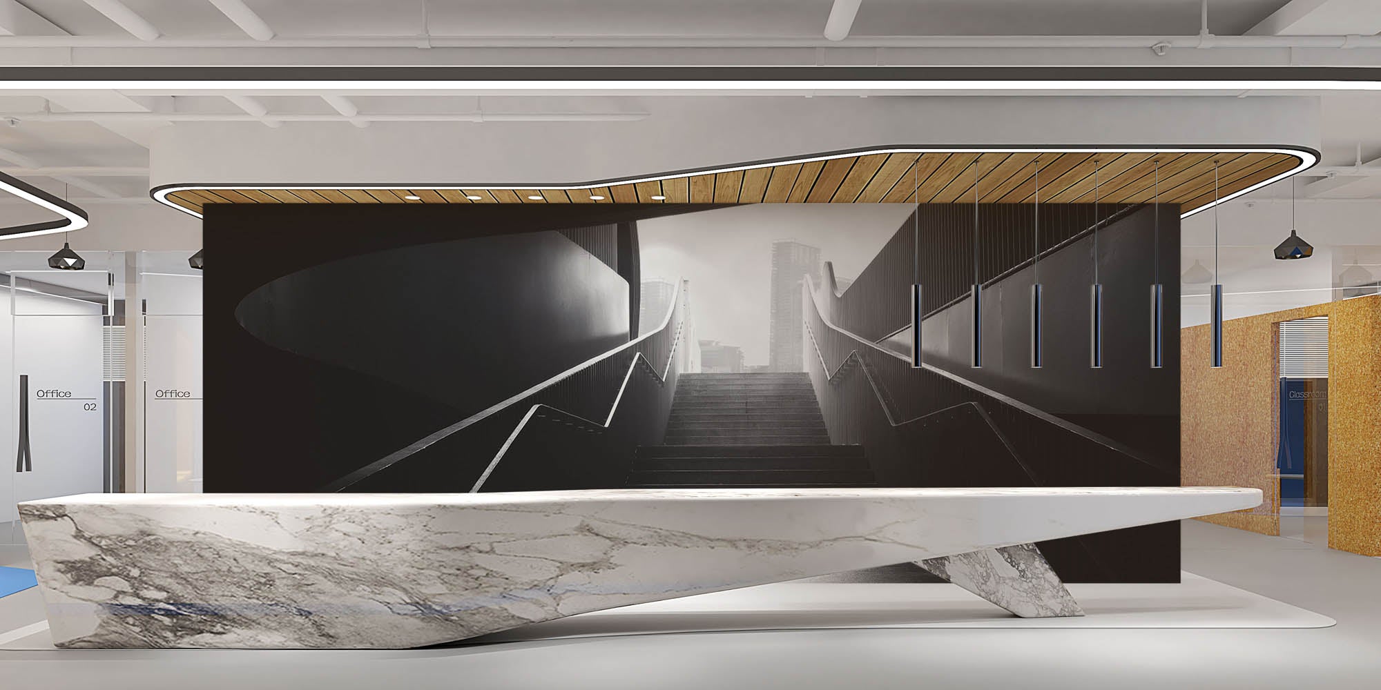 Trap in stad - LW00029 Fotobehang