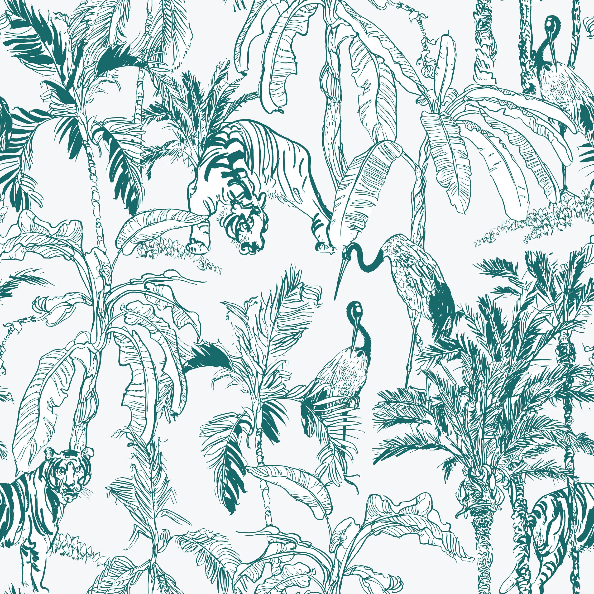 Tropisch Jungle Lijntekening Patroon - LW00896
