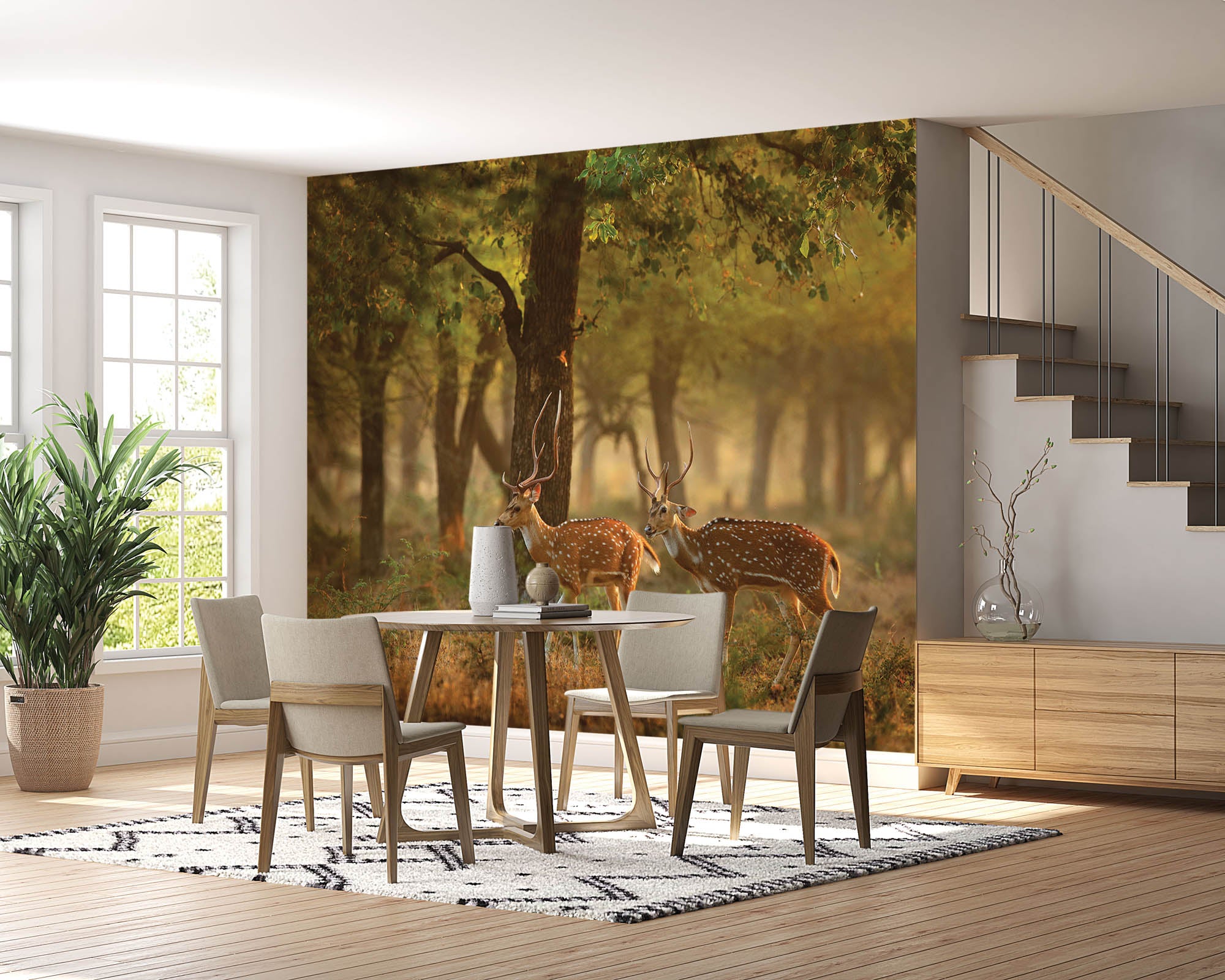 Twee herten in natuurlijke omgeving  - LW00187 Fotobehang