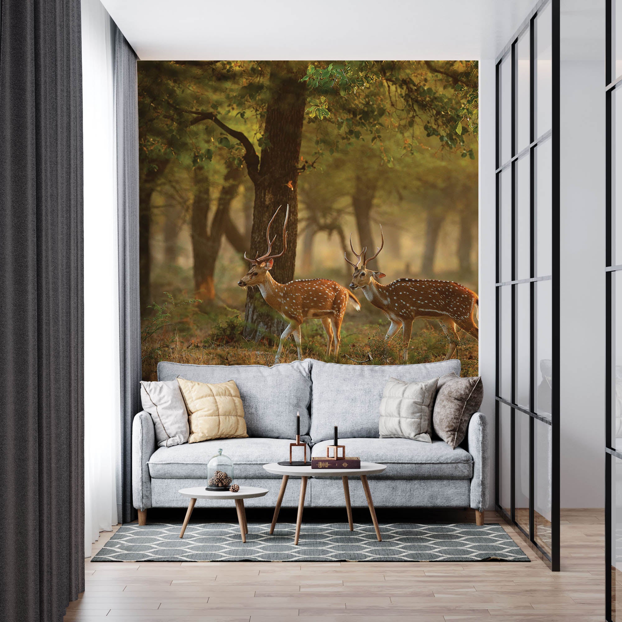 Twee herten in natuurlijke omgeving  - LW00187 Fotobehang