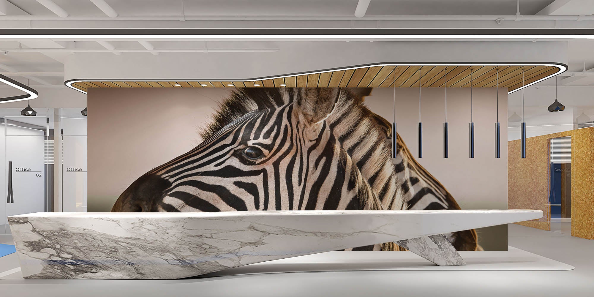 Twee zebra's met hoofden bij elkaar  - LW00195 Fotobehang