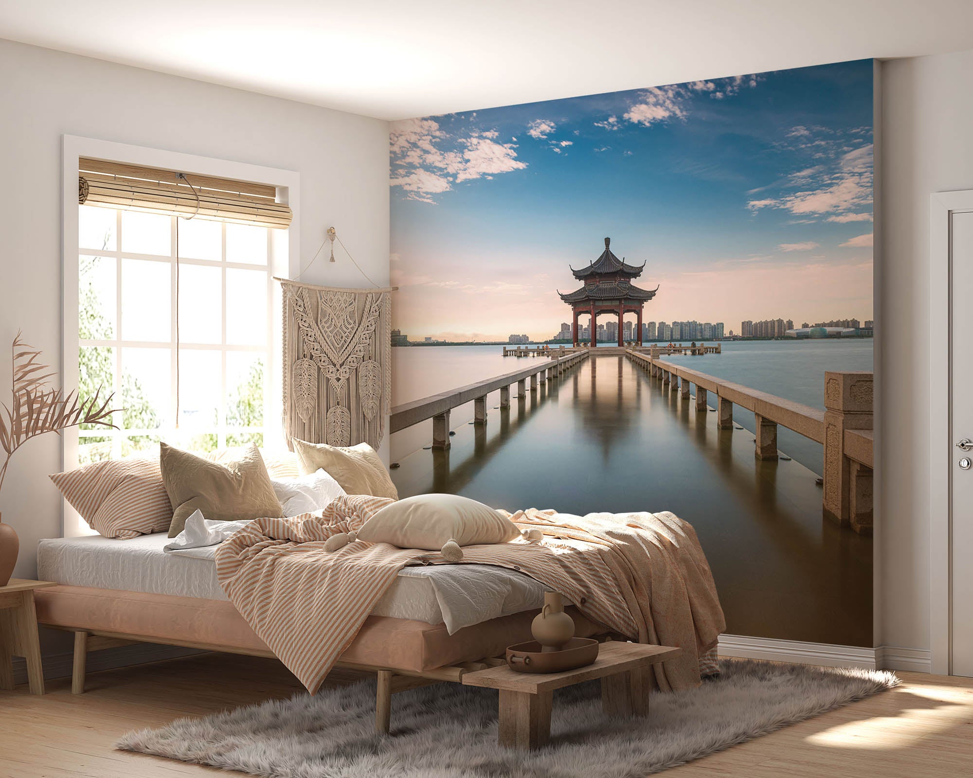 Uitzicht op tempel omringd door water - LW00071 Fotobehang