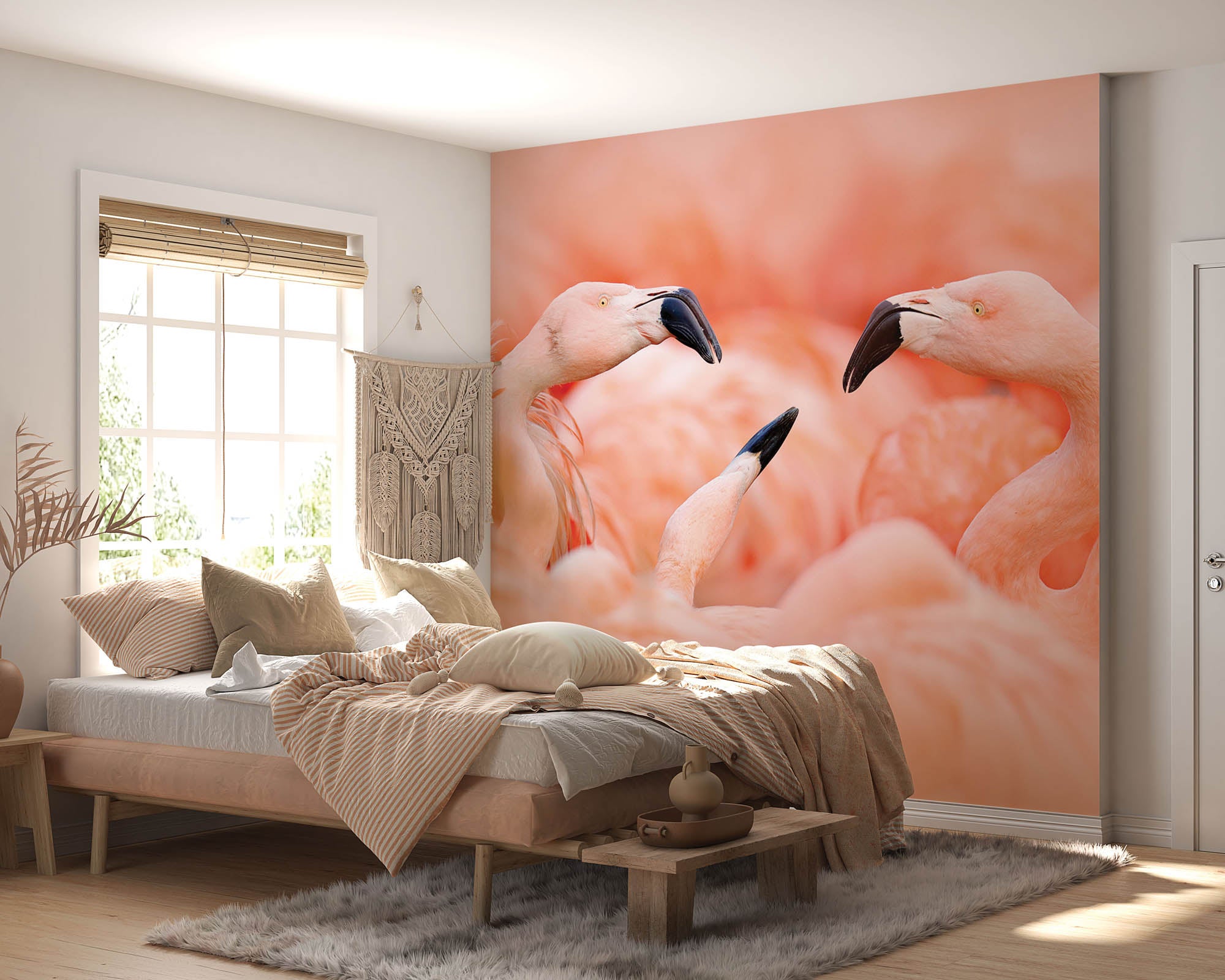 Vechtende flamingo's - LW00189 Fotobehang