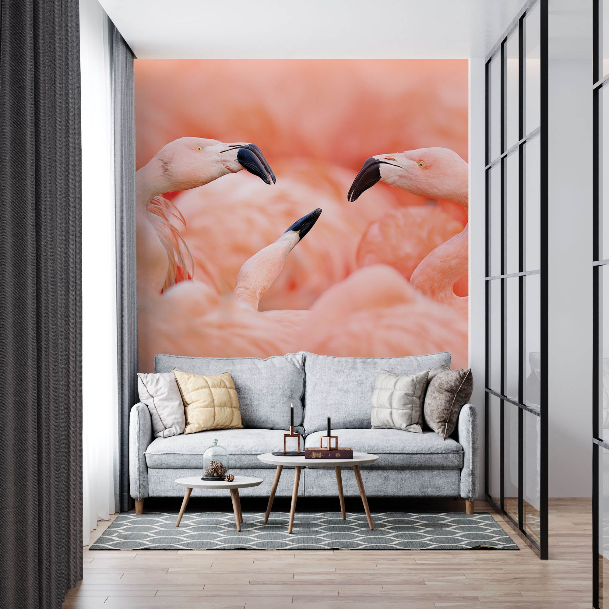 Vechtende flamingo's - LW00189 Fotobehang