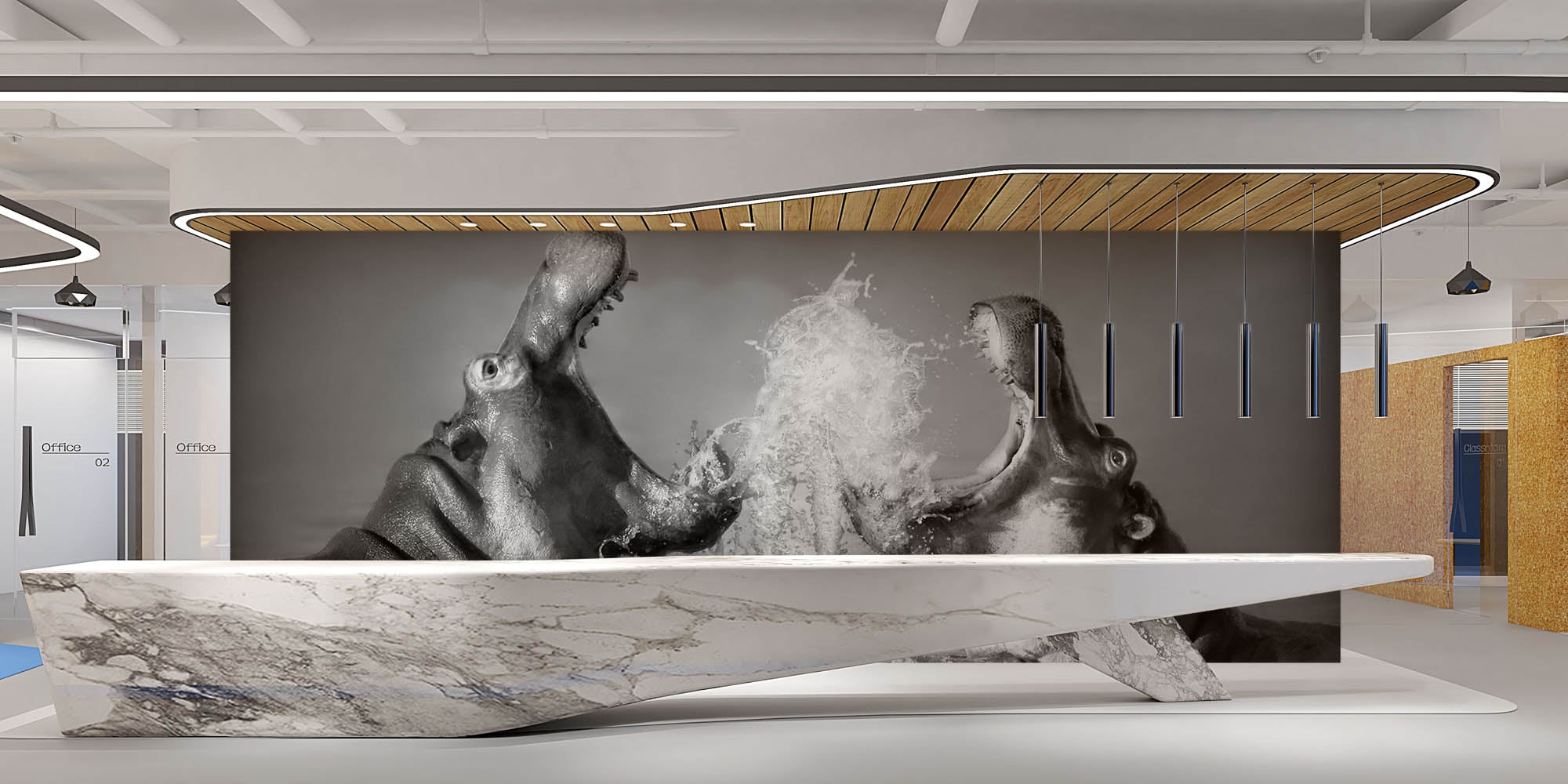 Vechtende nijlpaarden  - LW00201 Fotobehang