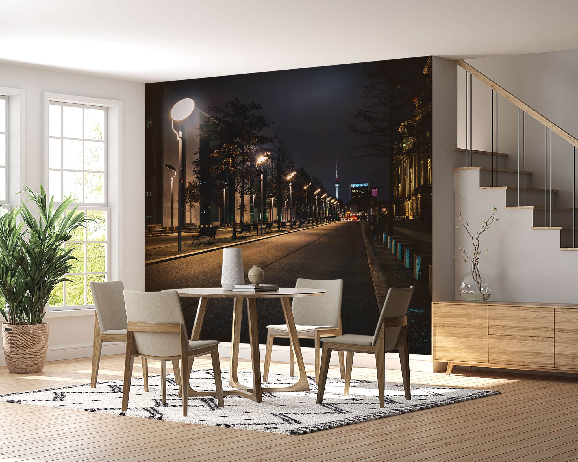 Verlichte straat - LW00391 Fotobehang