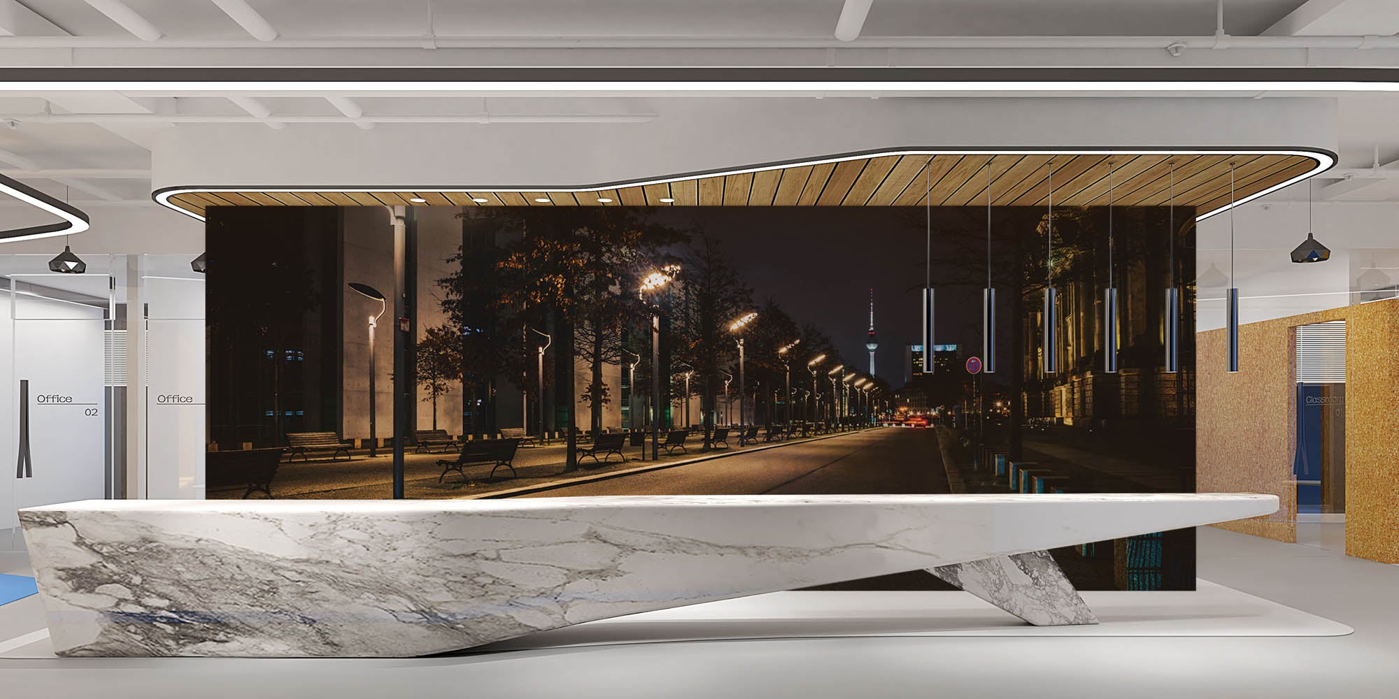 Verlichte straat - LW00391 Fotobehang