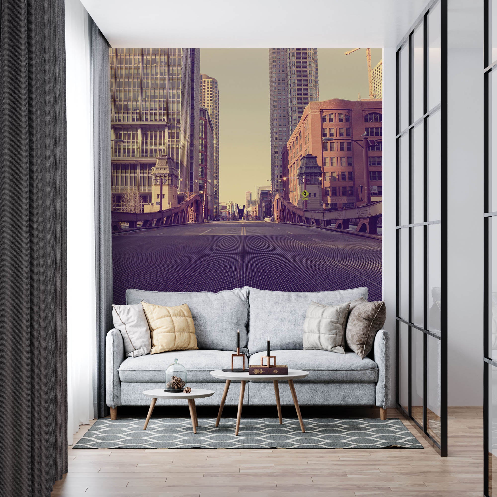 Vintage foto van een brug - LW00354 Fotobehang