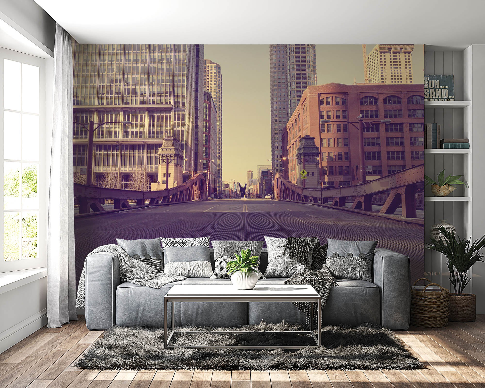 Vintage foto van een brug - LW00354 Fotobehang