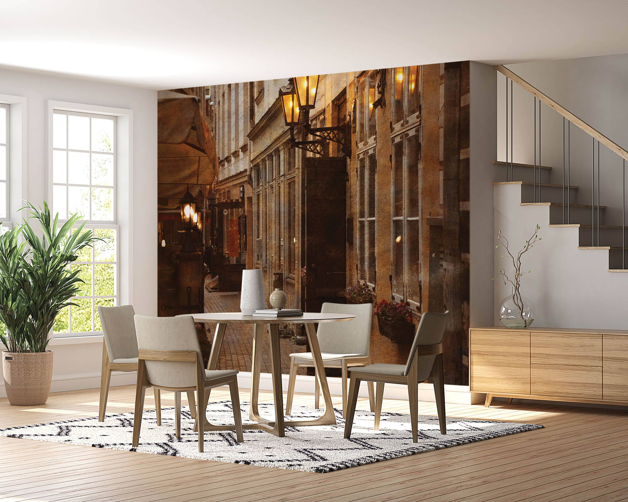 Vintage foto van een straat - LW00350 Fotobehang