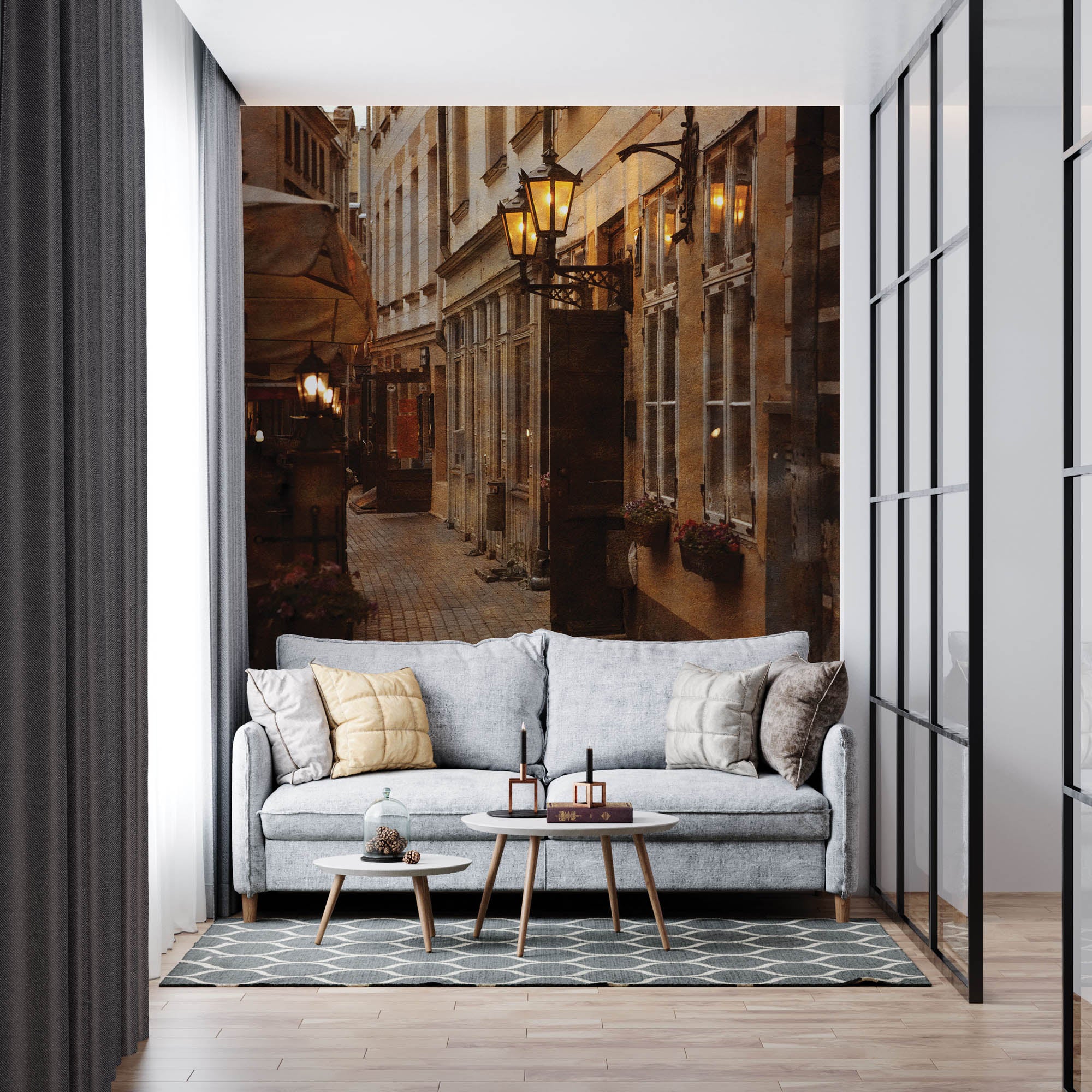 Vintage foto van een straat - LW00350 Fotobehang