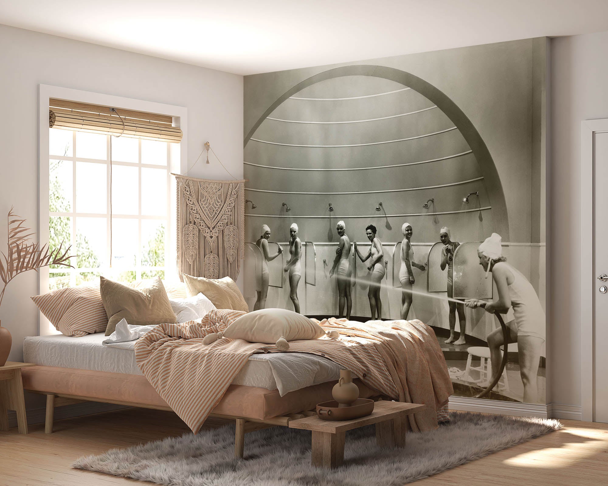 Vintage foto vrouwen douchend - LW00412 Fotobehang