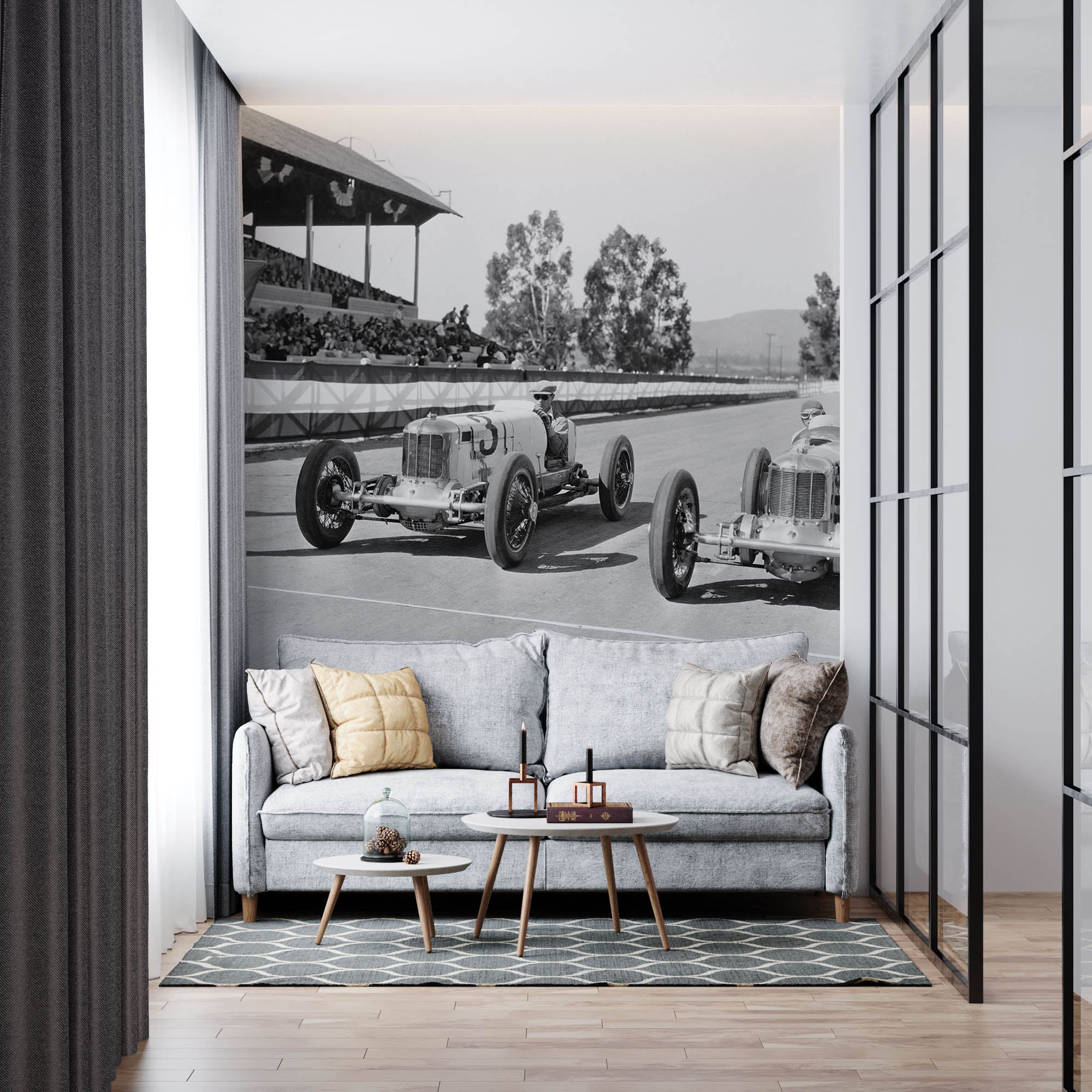 Vintage race auto's - LW00397 Fotobehang