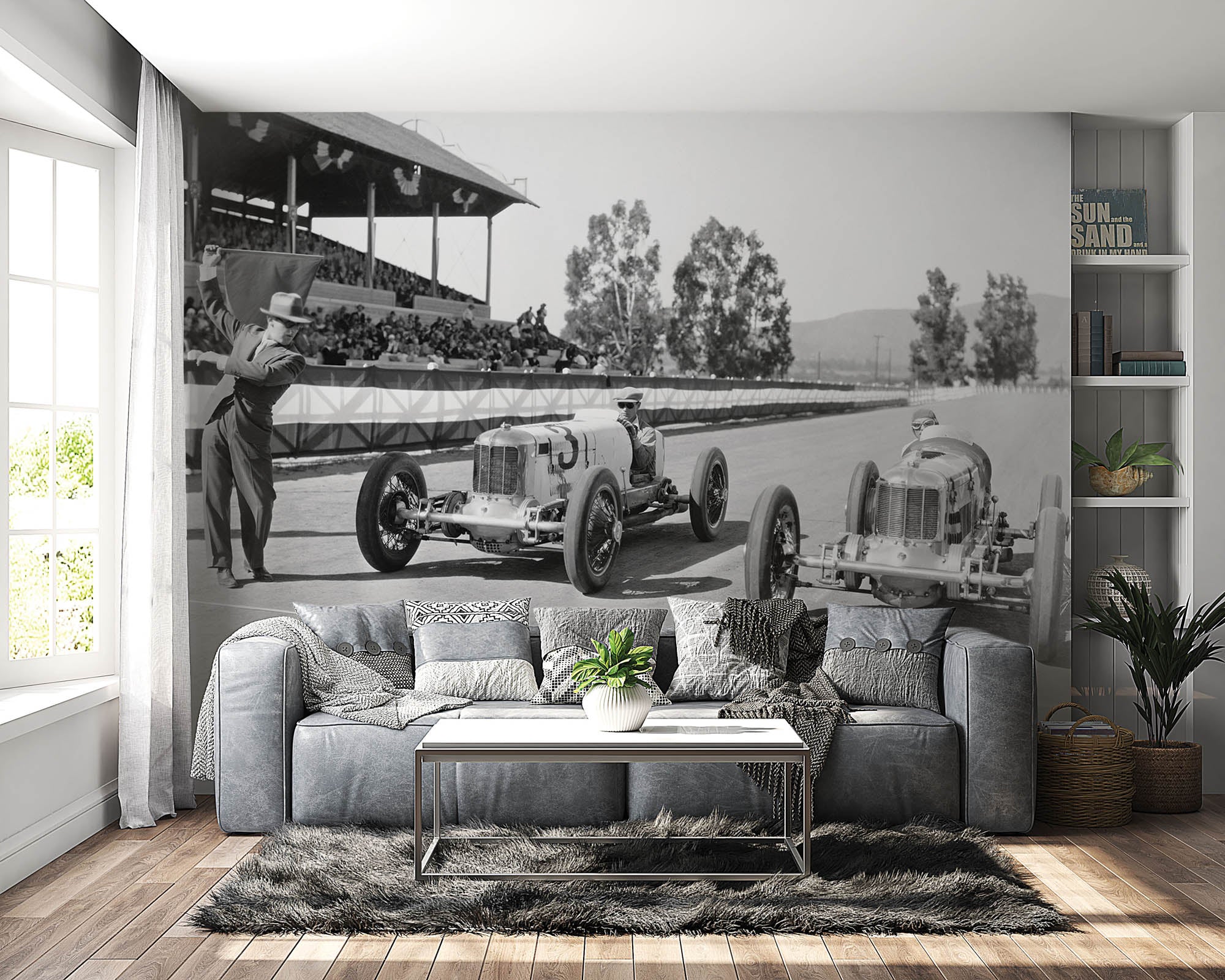 Vintage race auto's - LW00397 Fotobehang