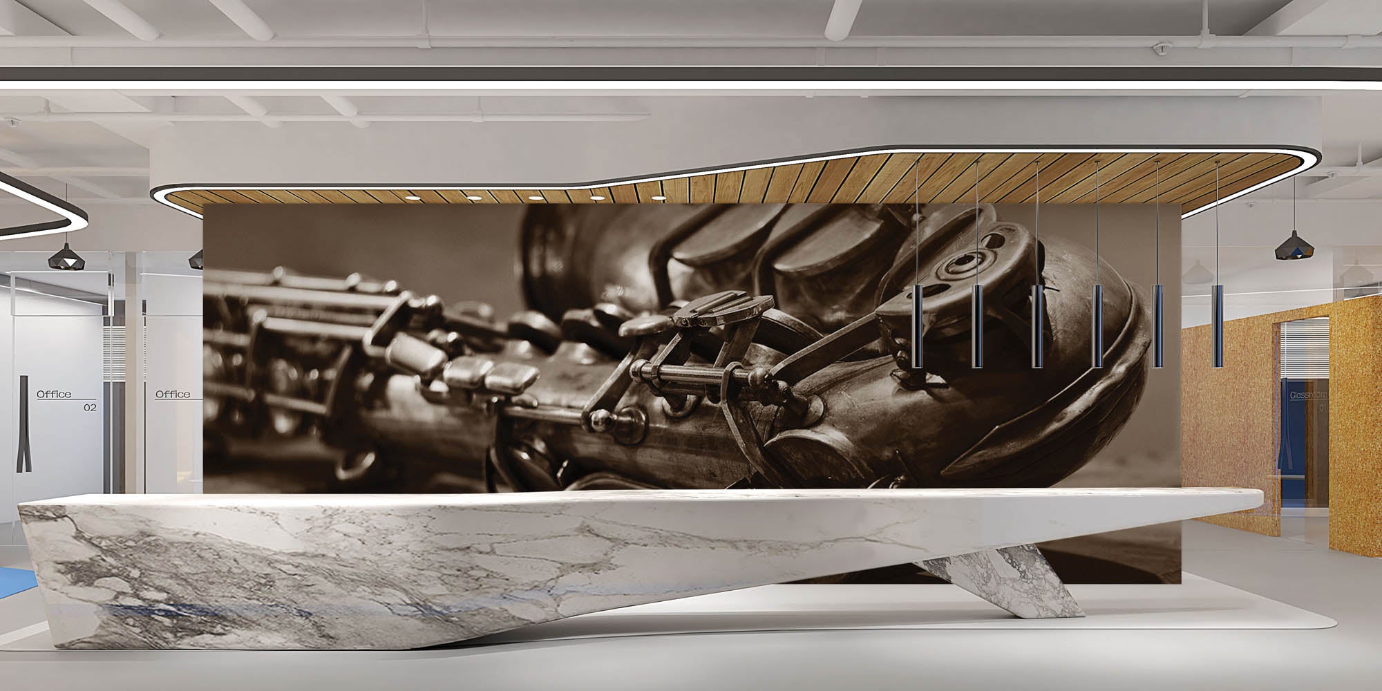 Vintage saxofoon - LW00427 Fotobehang